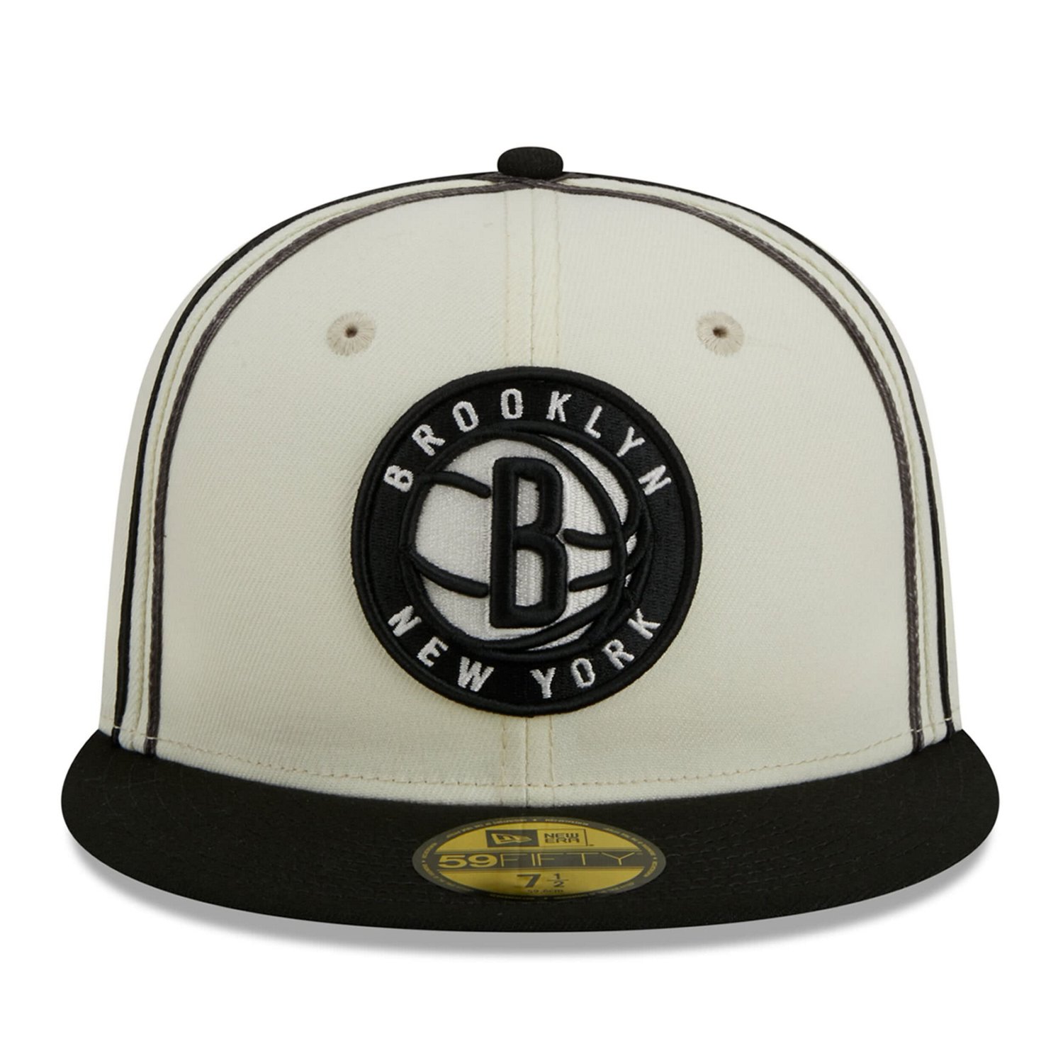 New Era /Black Brooklyn Nets Piping 2-Tone 59FIFTY Fitted Hat - view number 2
