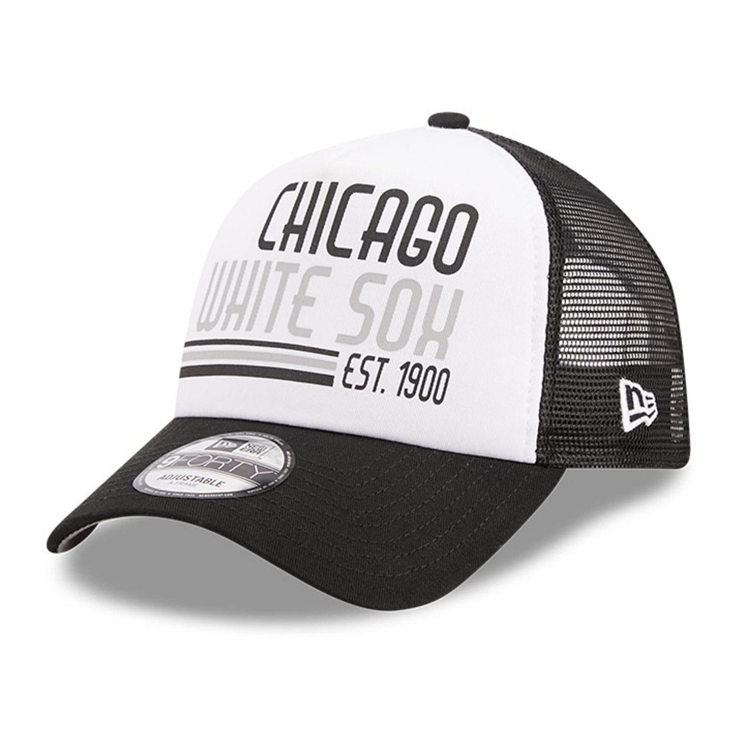 New Era /Black Chicago Sox Stacked A-Frame Trucker 9FORTY Adjustable Hat