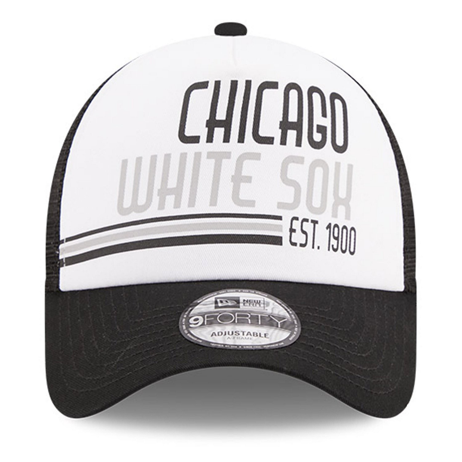 New Era /Black Chicago Sox Stacked A-Frame Trucker 9FORTY Adjustable Hat