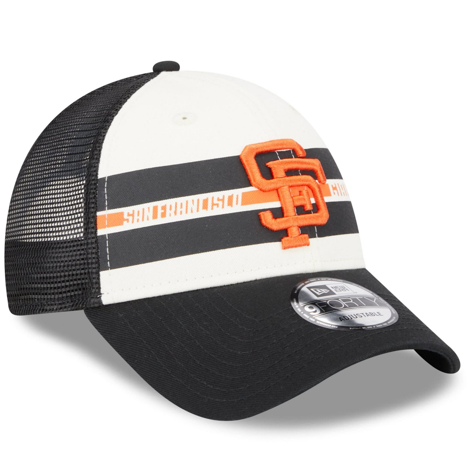 New Era /Black San Francisco Giants Team Stripe Trucker 9FORTY Snapback Hat                                                      - view number 3