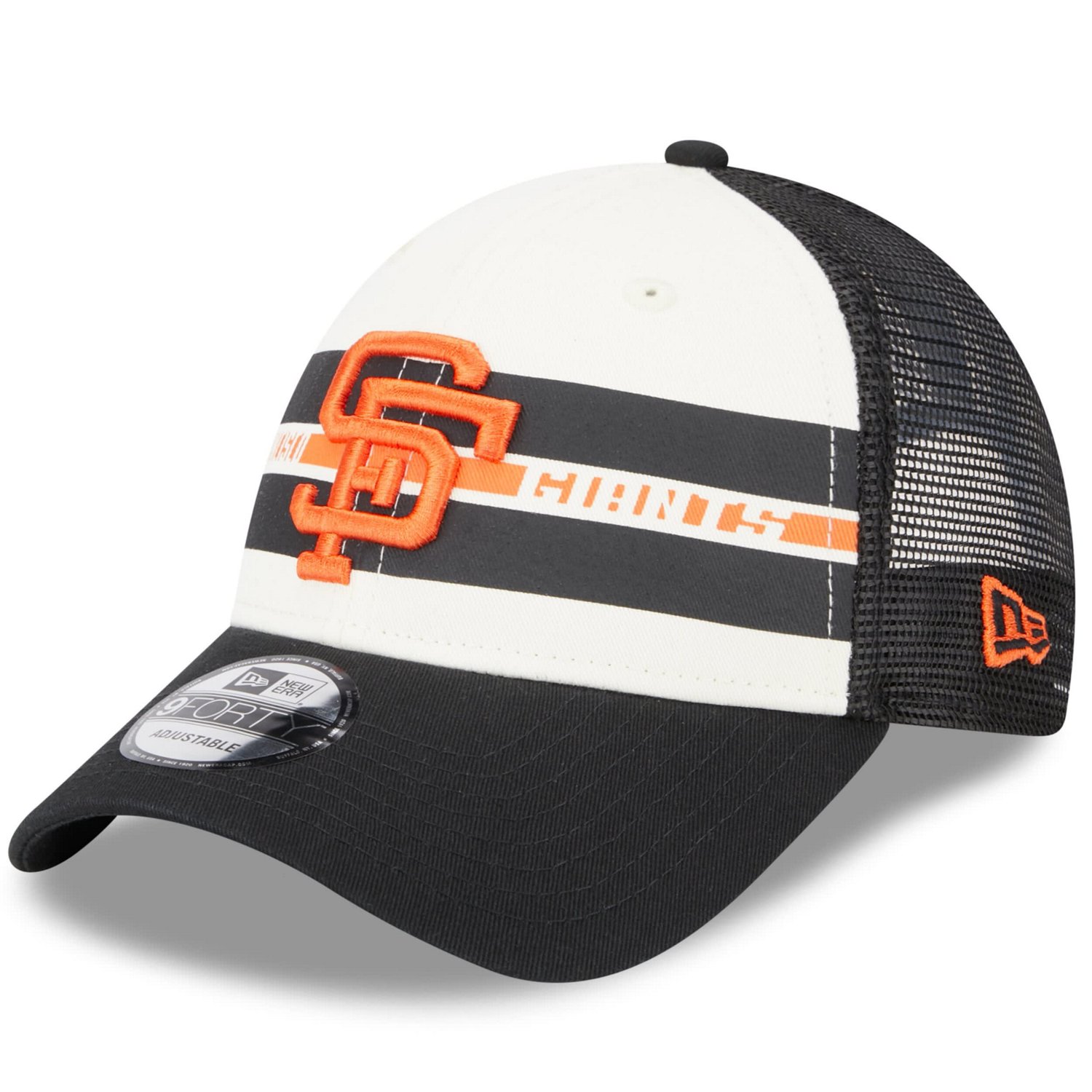 New Era /Black San Francisco Giants Team Stripe Trucker 9FORTY Snapback Hat                                                      - view number 1