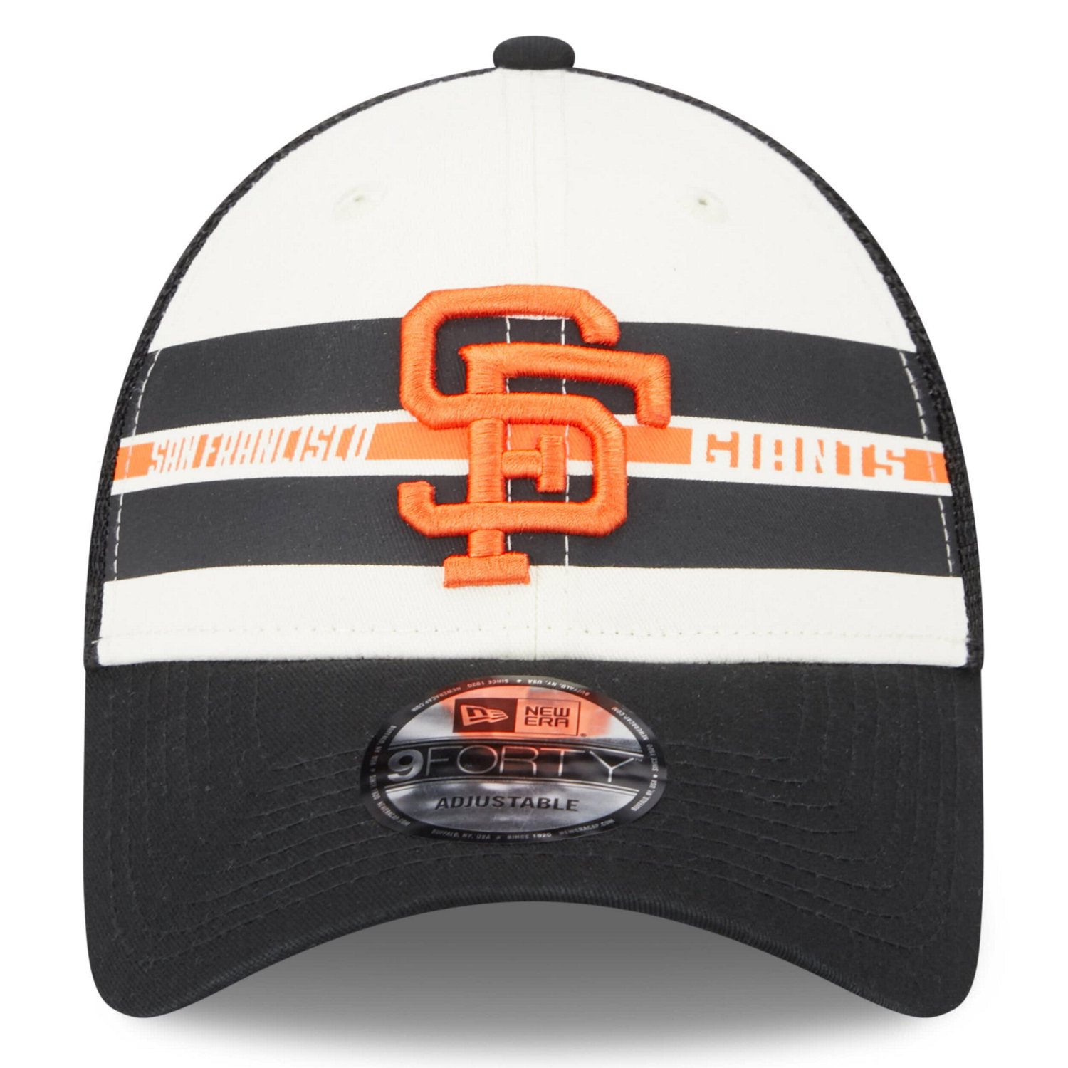 New Era /Black San Francisco Giants Team Stripe Trucker 9FORTY Snapback Hat                                                      - view number 2