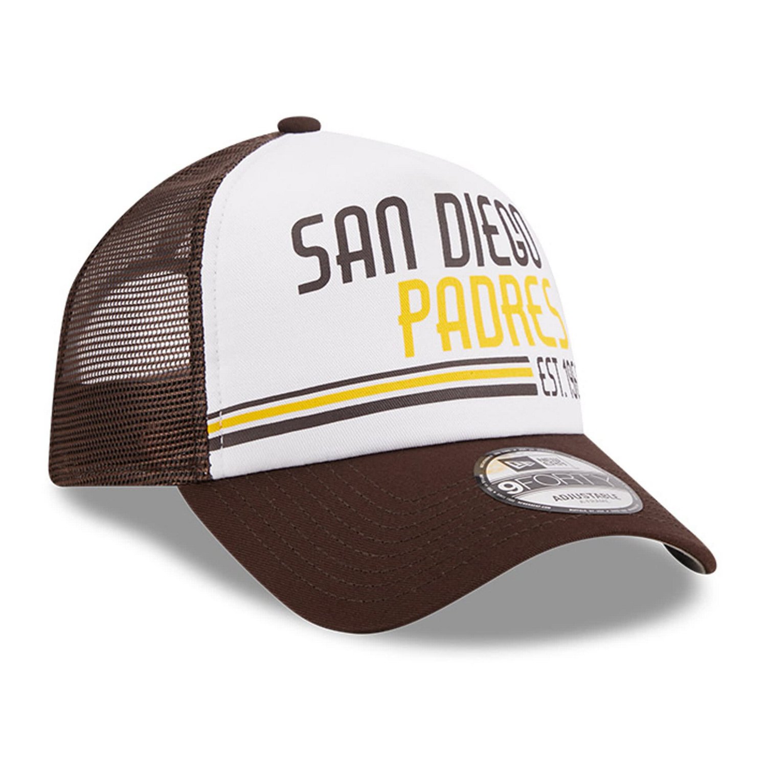 New Era /Brown San Diego Padres Stacked A-Frame Trucker 9FORTY Adjustable Hat
