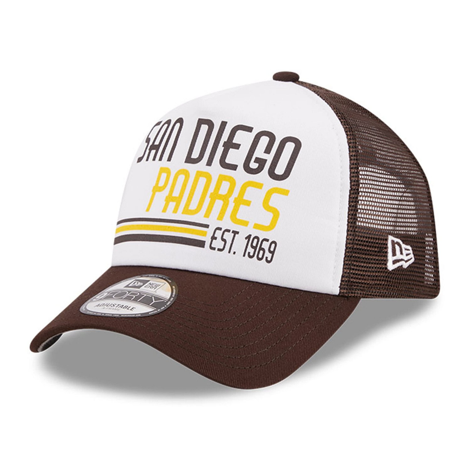 New Era /Brown San Diego Padres Stacked A-Frame Trucker 9FORTY Adjustable Hat