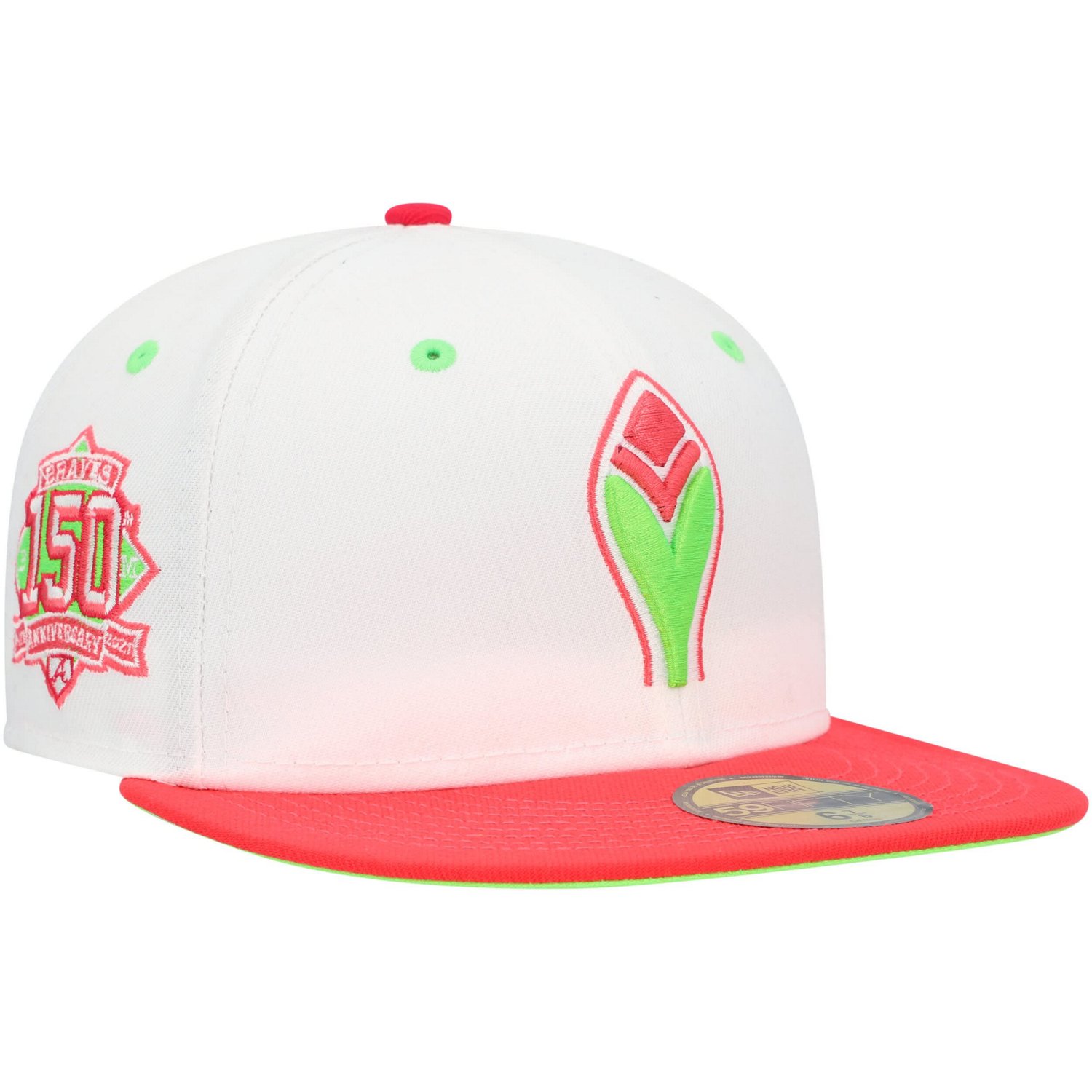 New Era /Coral Atlanta Braves 150th Anniversary Strawberry Lolli 59FIFTY Fitted Hat                                              - view number 1