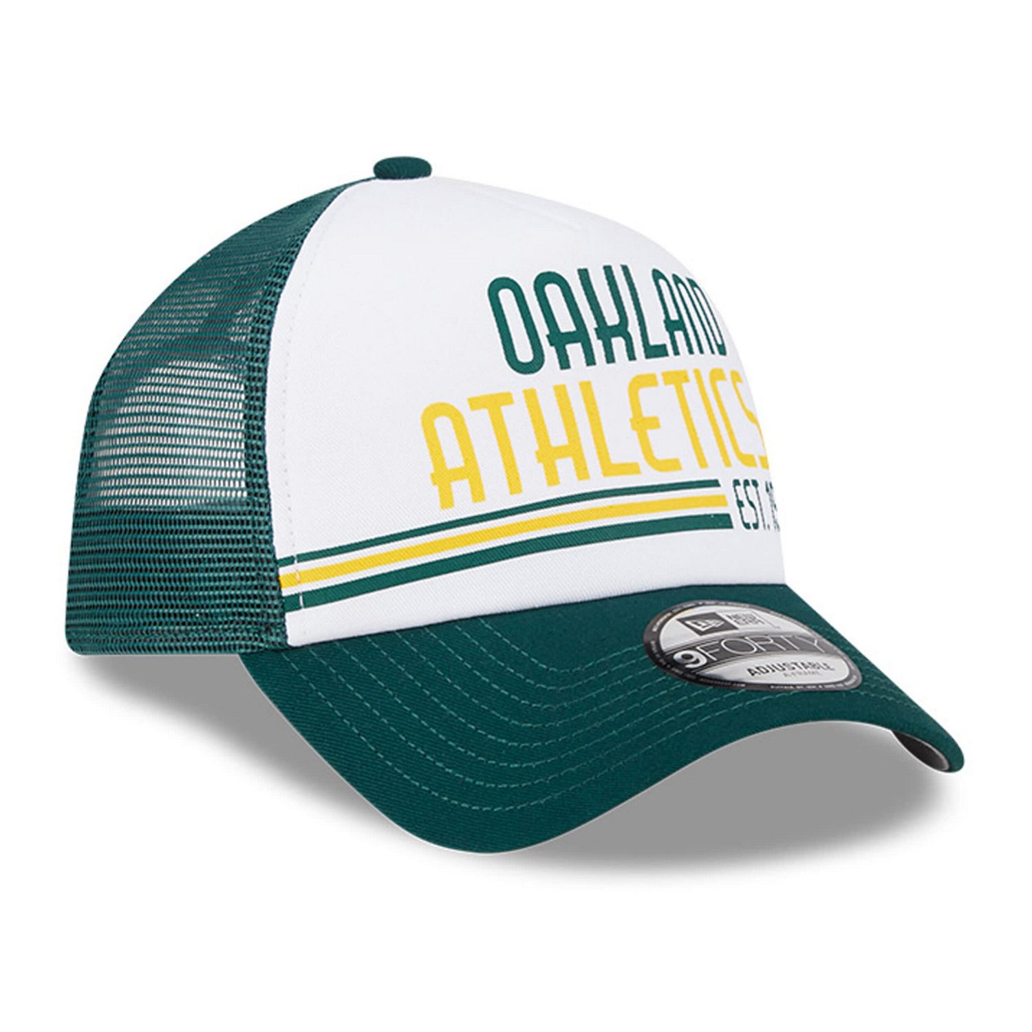 New Era /Green Oakland Athletics Stacked A-Frame Trucker 9FORTY Adjustable Hat