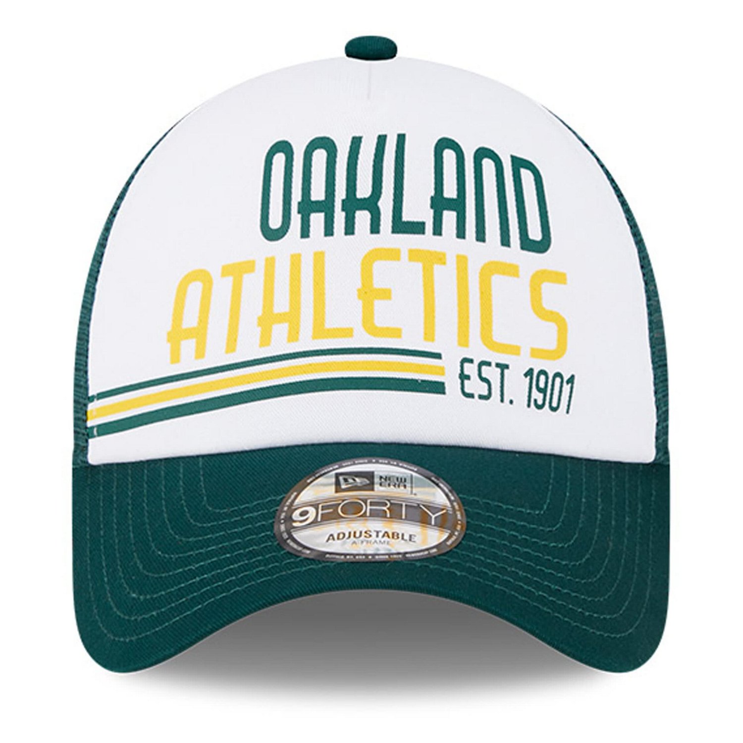 New Era /Green Oakland Athletics Stacked A-Frame Trucker 9FORTY Adjustable Hat                                                   - view number 2