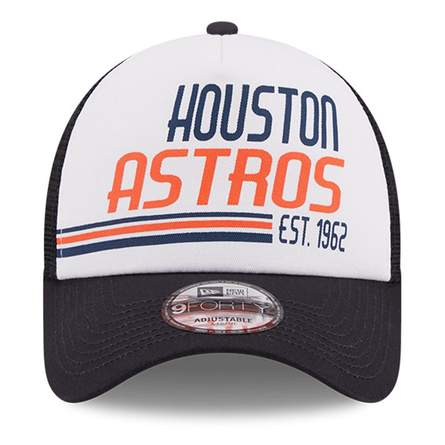 New Era /Navy Houston Astros Stacked A-Frame Trucker 9FORTY Adjustable Hat - view number 2