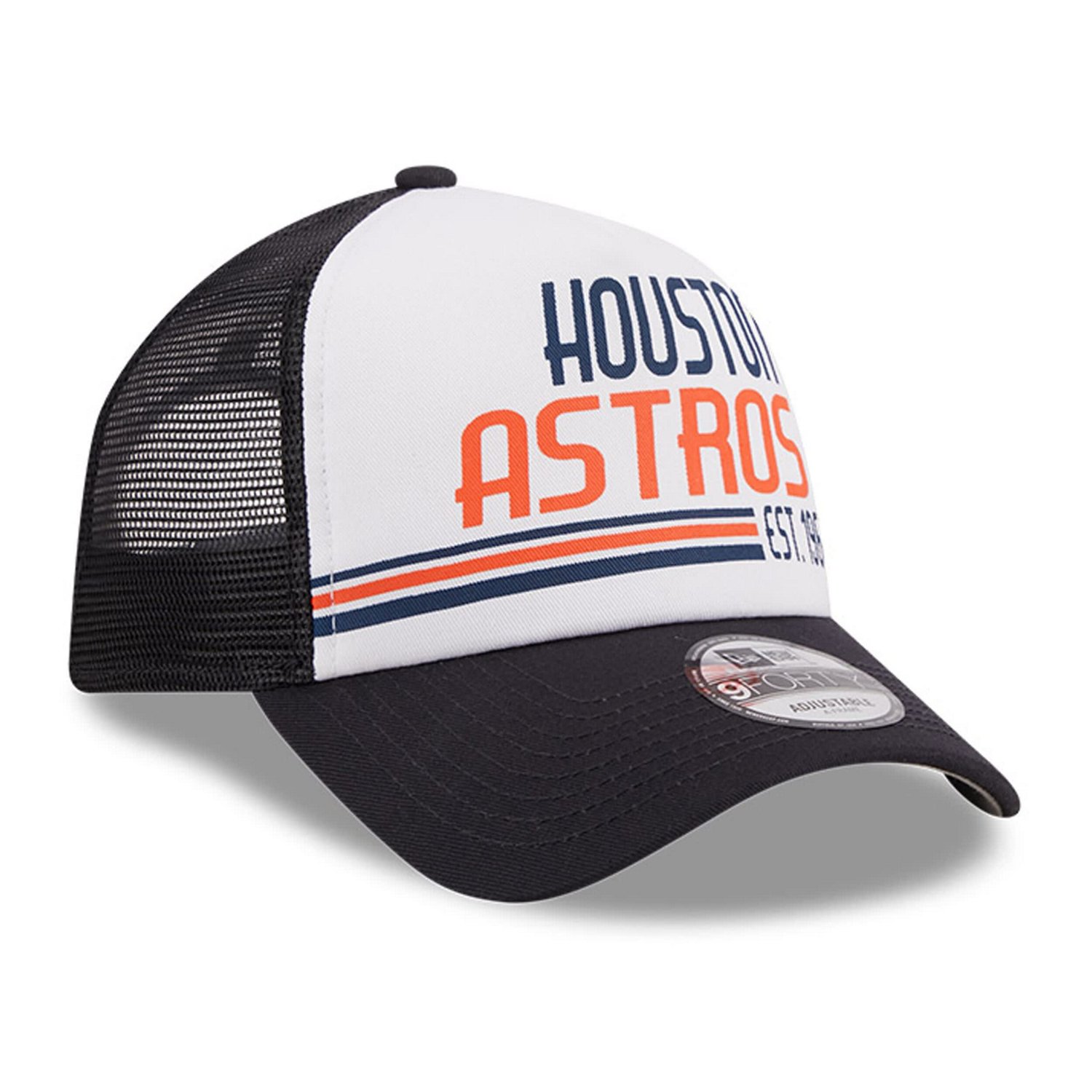 New Era /Navy Houston Astros Stacked A-Frame Trucker 9FORTY Adjustable Hat - view number 3
