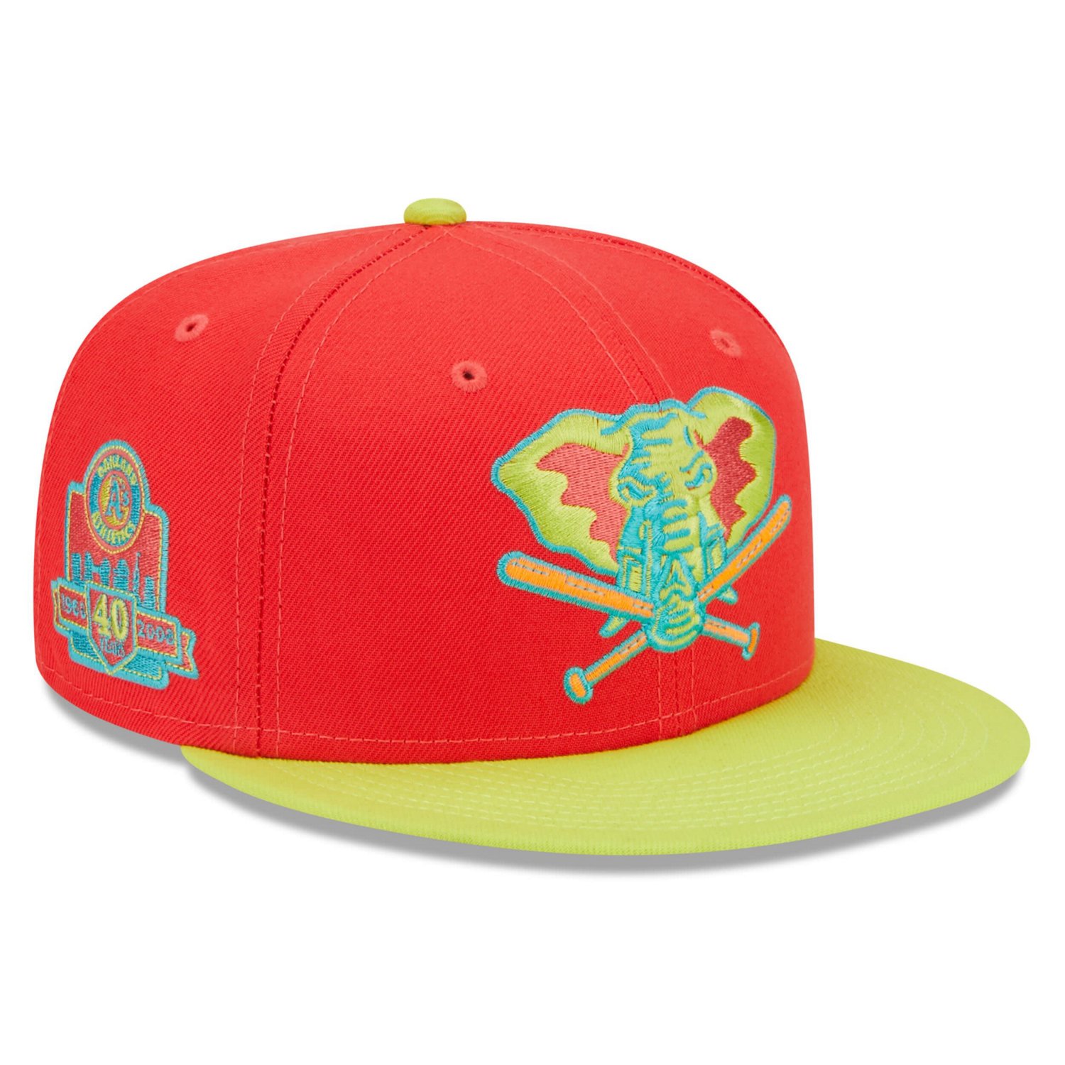 New Era /Neon Green Oakland Athletics 40th Anniversary Lava Highlighter Combo 59FIFTY Fitted Hat