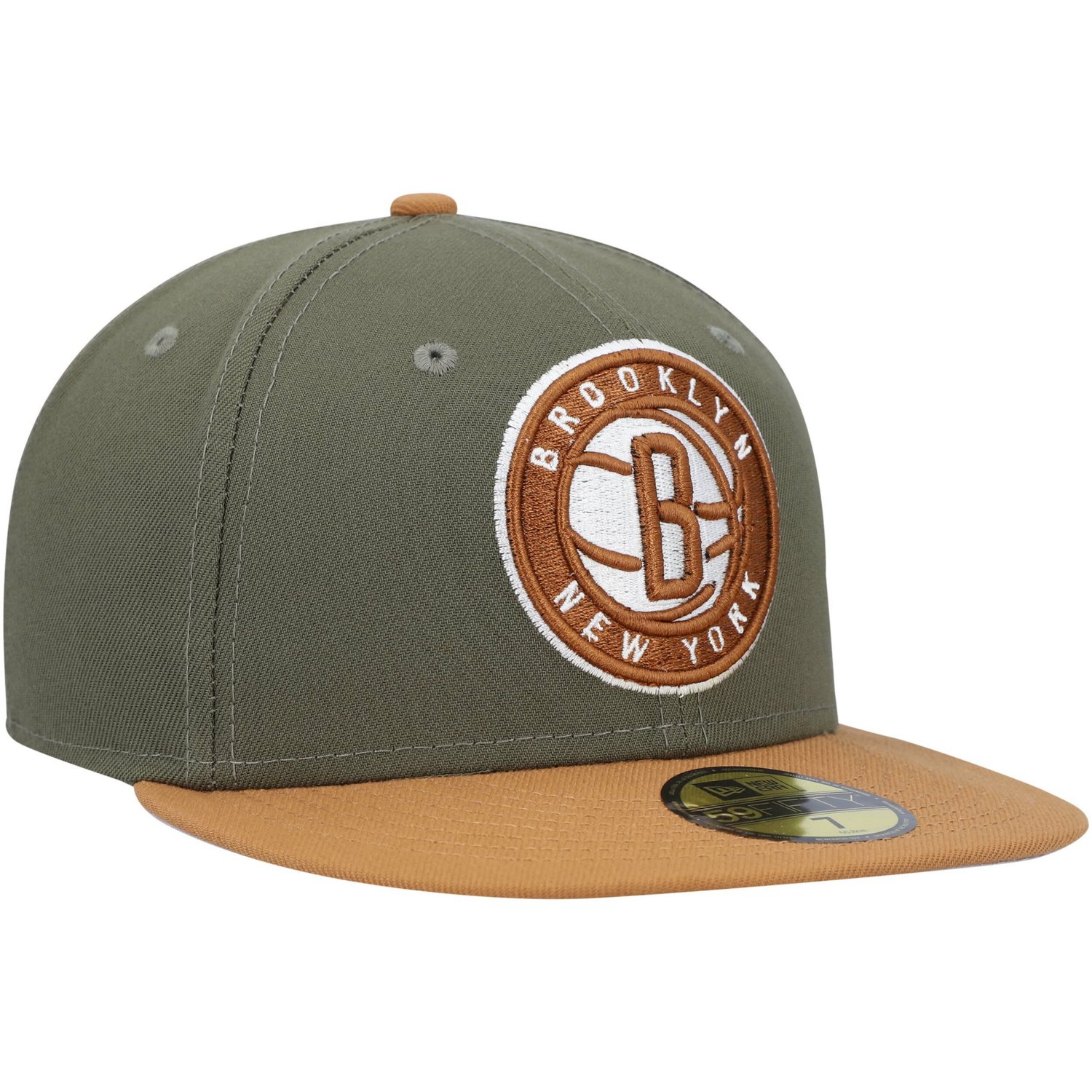 New Era /Orange Brooklyn Nets Two-Tone 59FIFTY Fitted Hat - view number 3