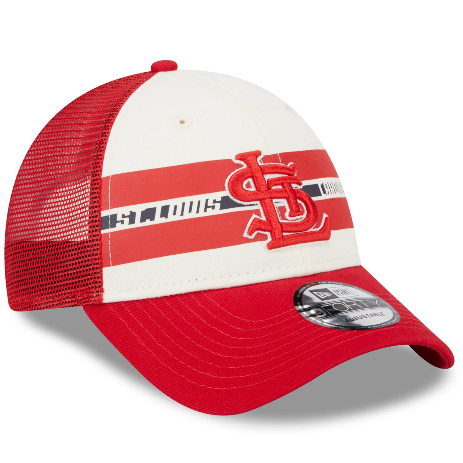 New Era /Red St Louis Cardinals Team Stripe Trucker 9FORTY Snapback Hat