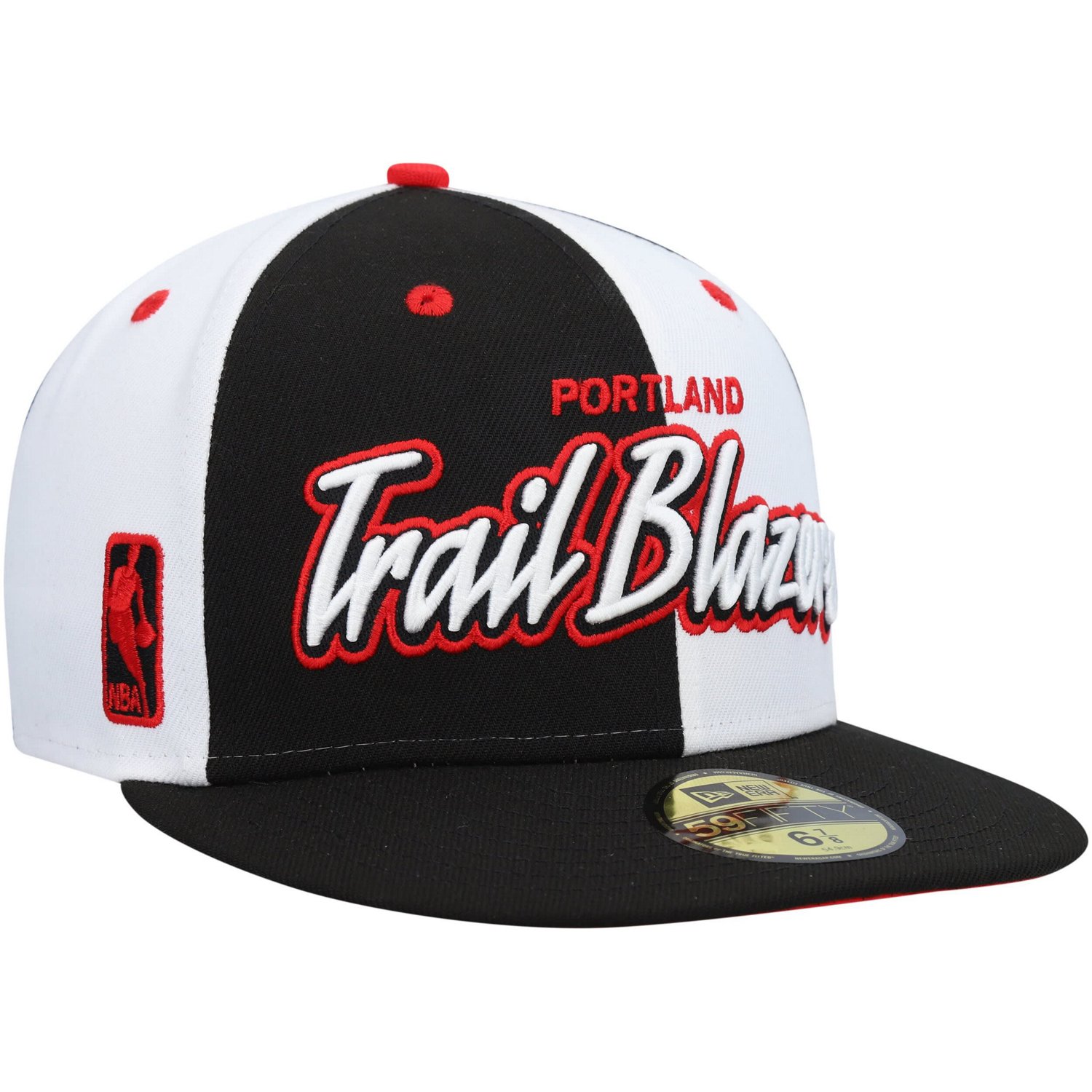 New Era /White Portland Trail Blazers Script Pinwheel 59FIFTY Fitted Hat
