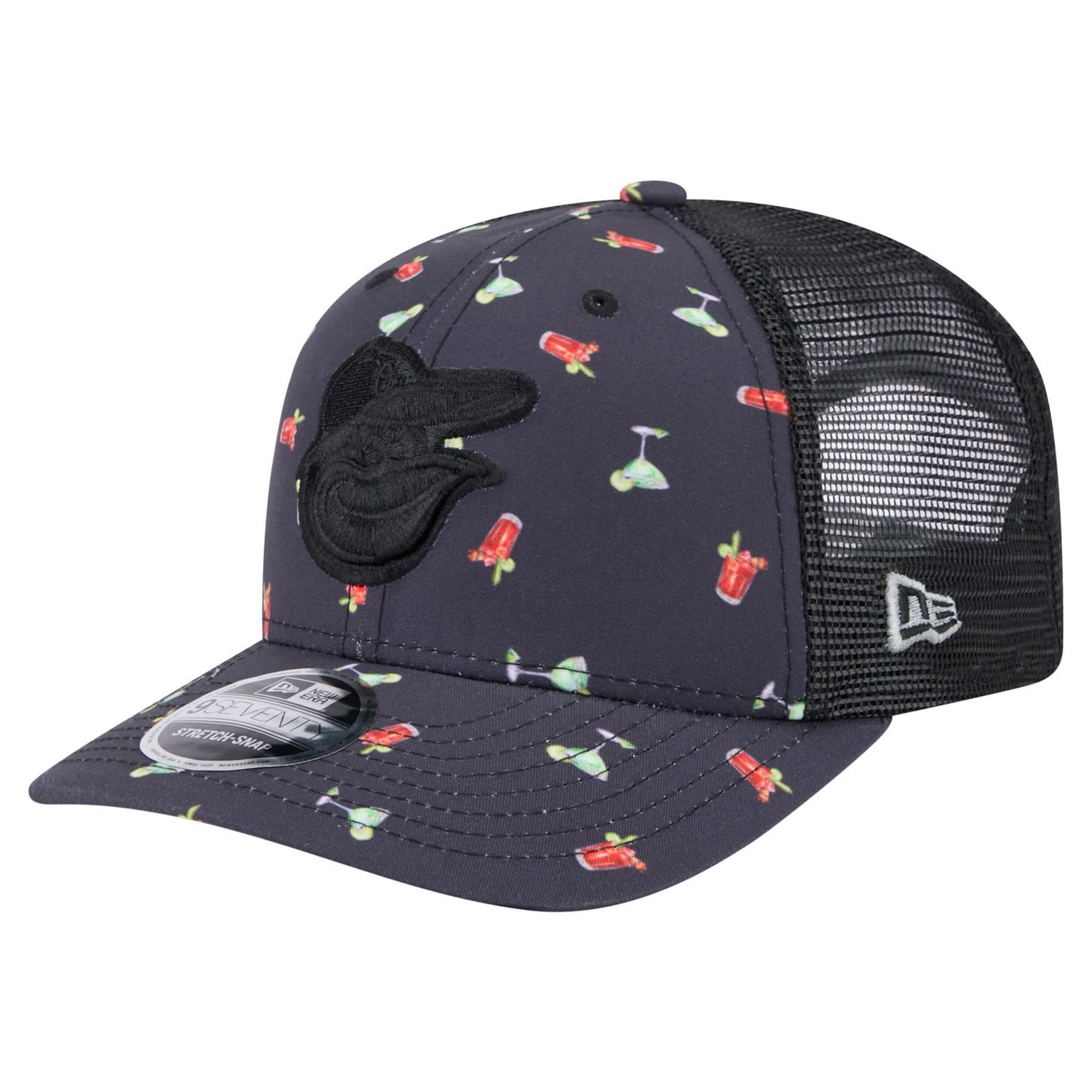 New Era Baltimore Orioles Adventure Drinks Pattern 9SEVENTY Stretch-Snap Hat