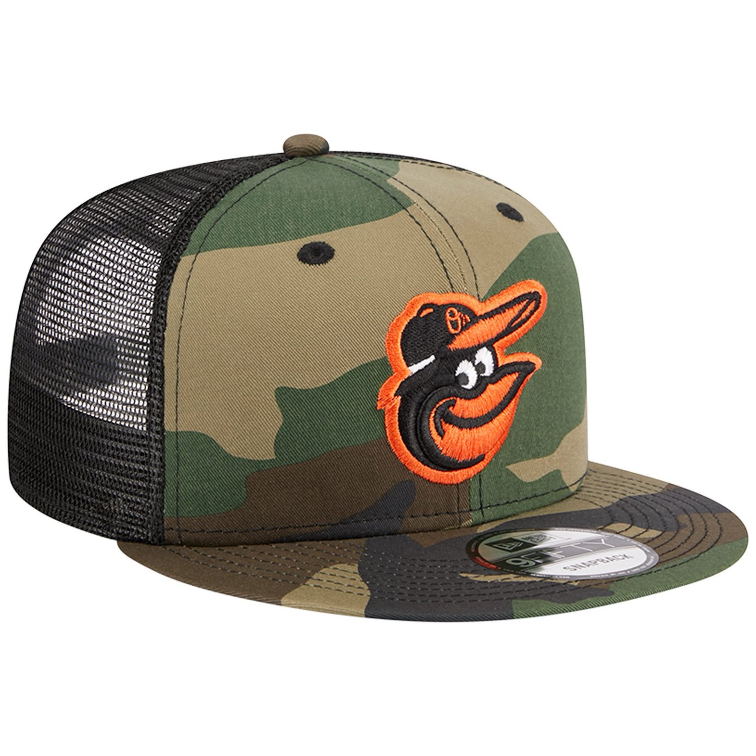 New Era Baltimore Orioles Woodland Trucker 9FIFTY Snapback Hat - view number 3