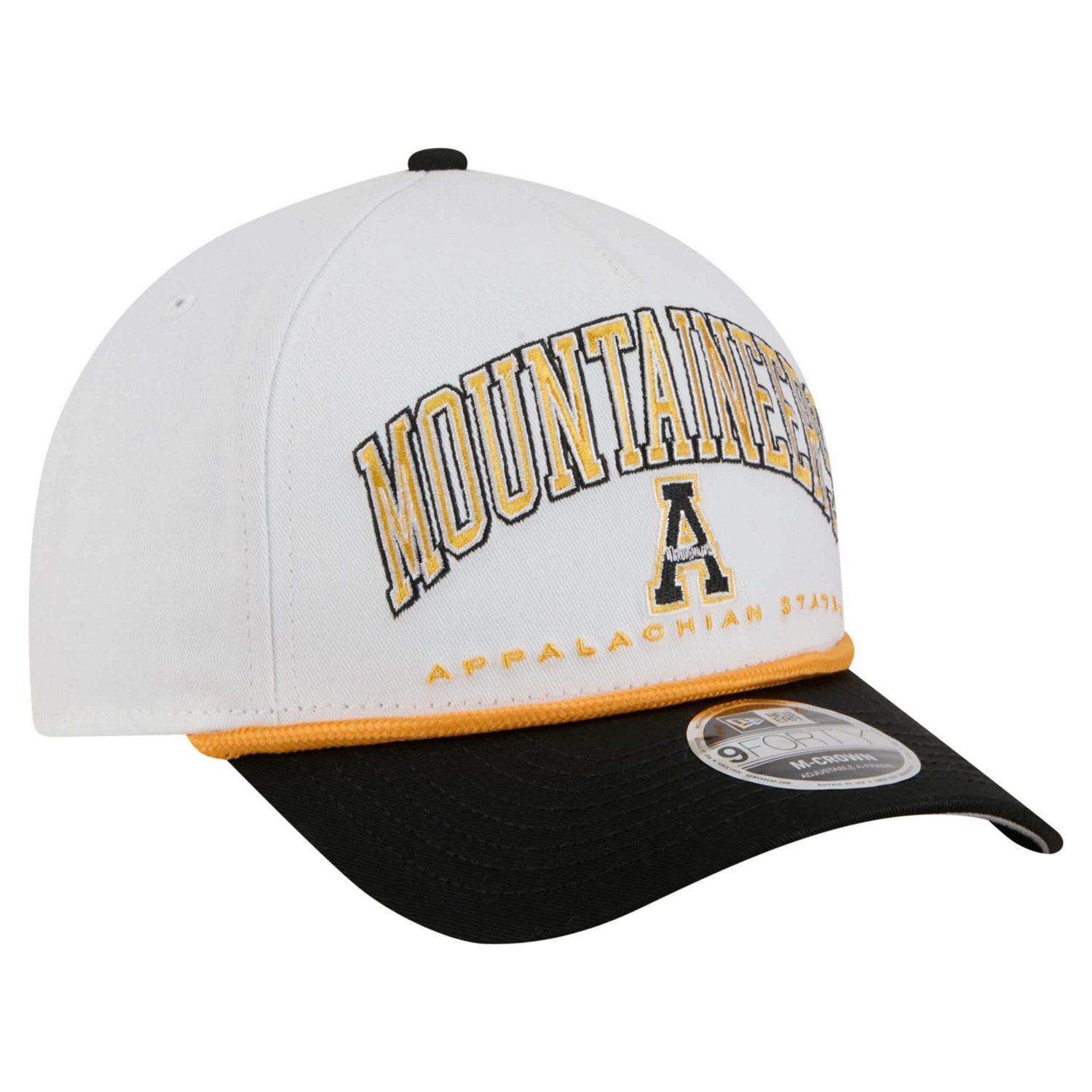 New Era Black Appalachian State Mountaineers Arch Two-Tone Rope 9FORTY A-Frame M-Crown Adjustable Hat - view number 3