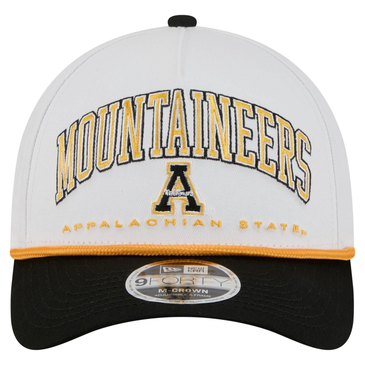 New Era Black Appalachian State Mountaineers Arch Two-Tone Rope 9FORTY A-Frame M-Crown Adjustable Hat - view number 2