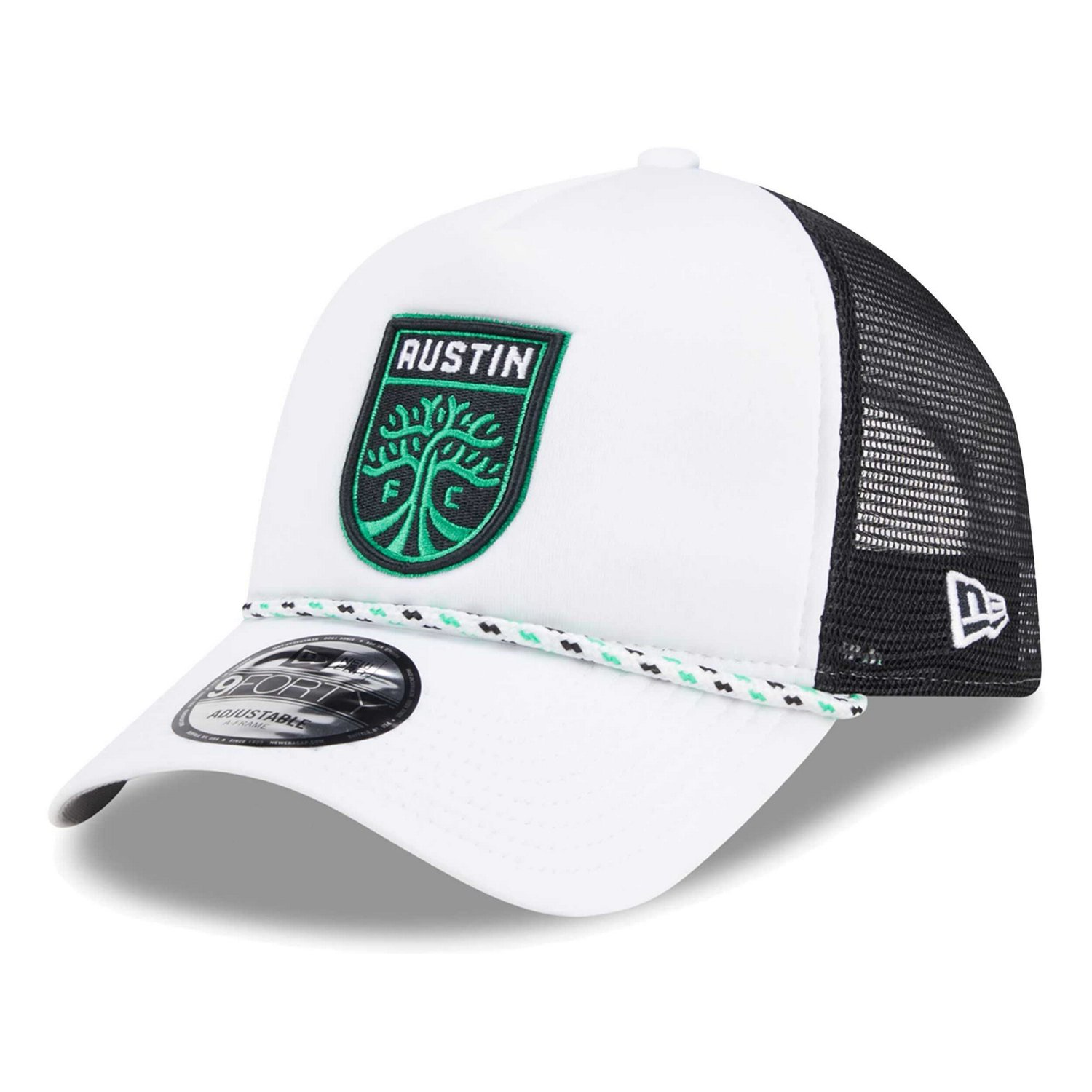 New Era Black Austin FC Court Sport Foam A-Frame 9FORTY Adjustable Trucker Hat