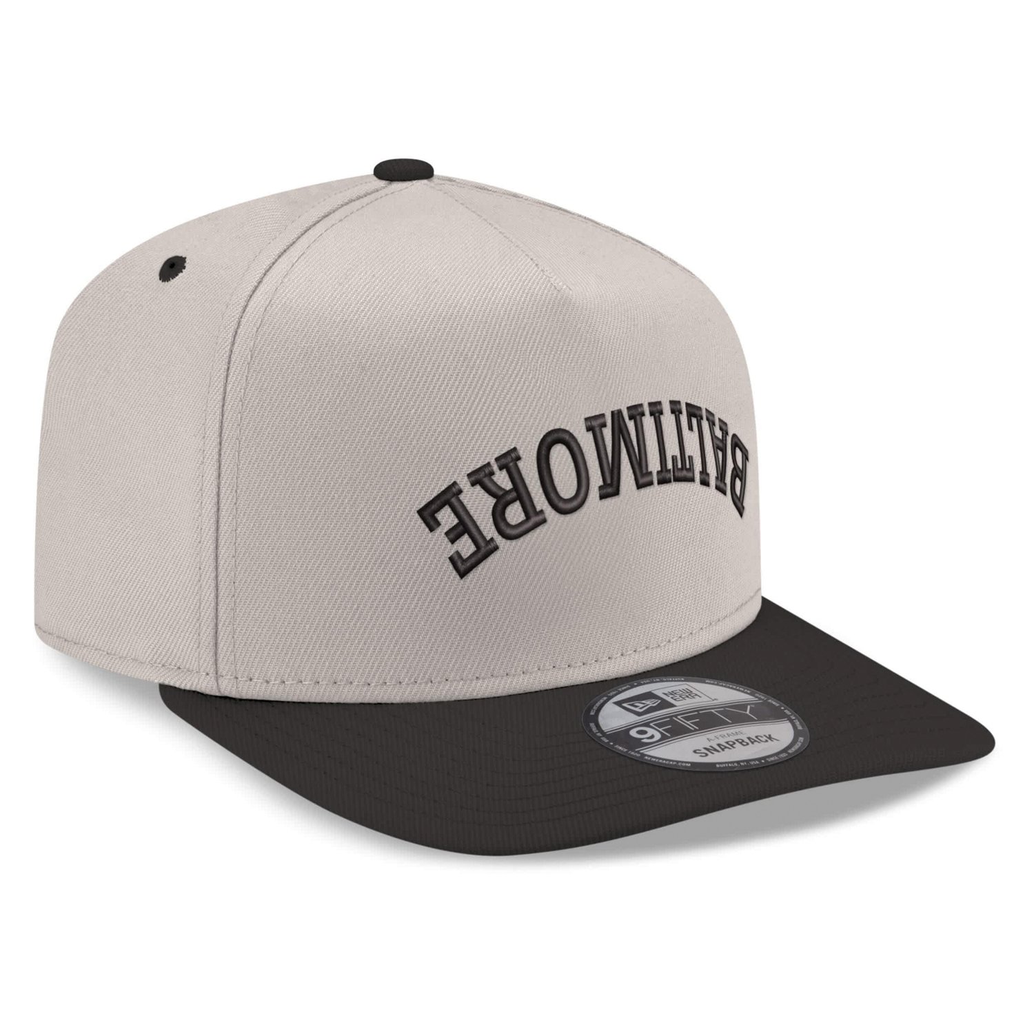 New Era Black Baltimore Orioles Upside Down City Name A-Frame 9FIFTY Snapback Hat - view number 3