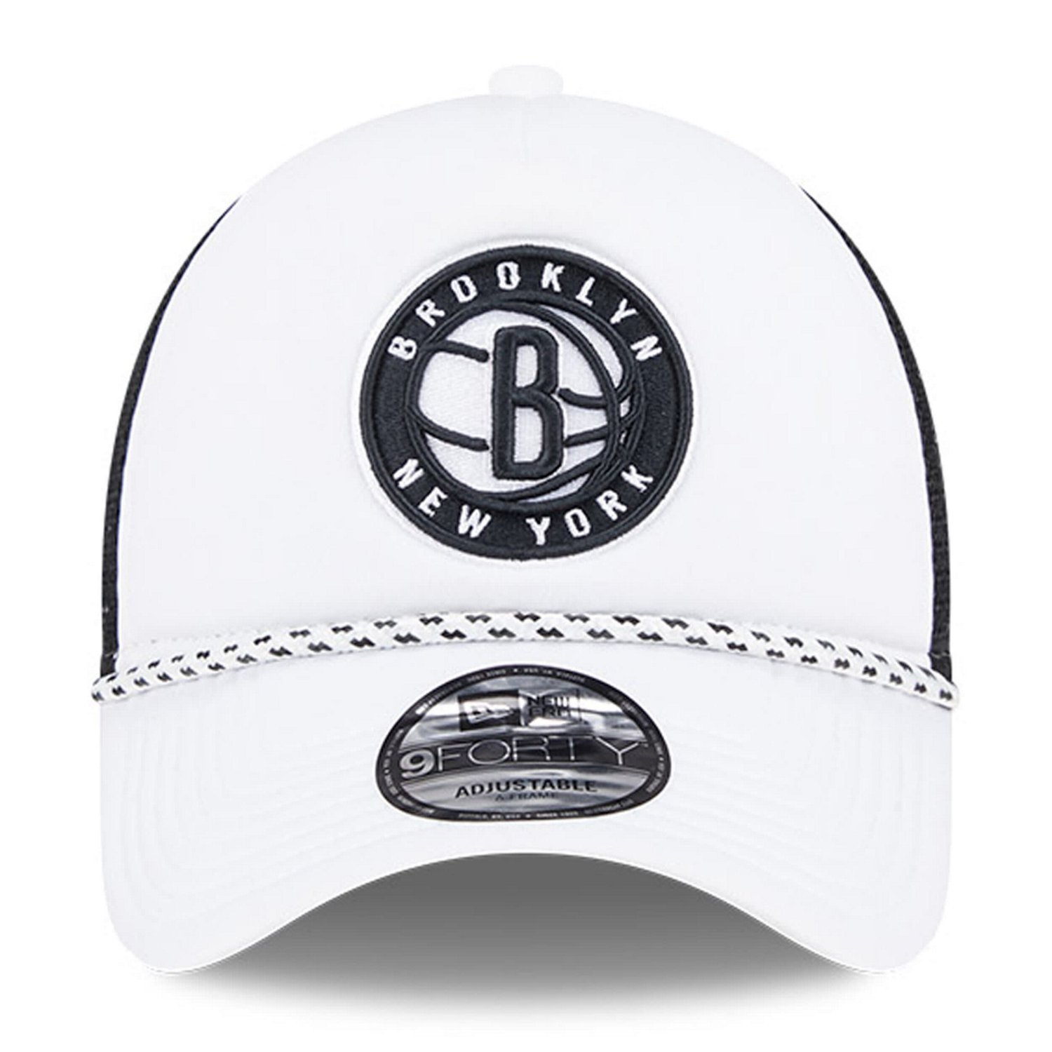 New Era Black Brooklyn Nets Court Sport Foam A-Frame 9FORTY Adjustable Trucker Hat                                               - view number 2