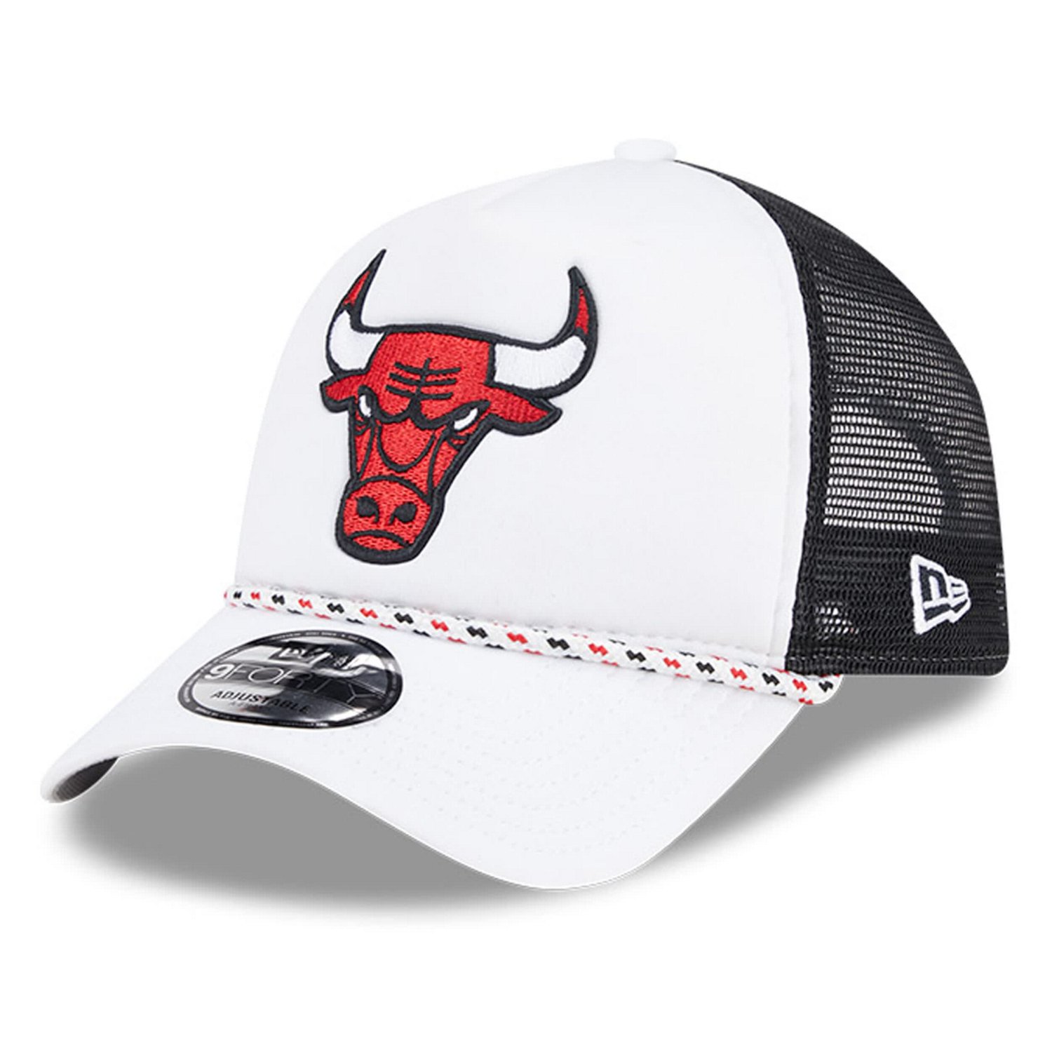 New Era Black Chicago Bulls Court Sport Foam A-Frame 9FORTY Adjustable Trucker Hat