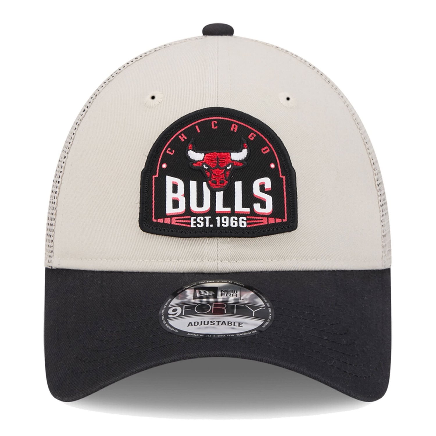 New Era Black Chicago Bulls Throwback Patch Trucker 9FORTY Adjustable Hat
