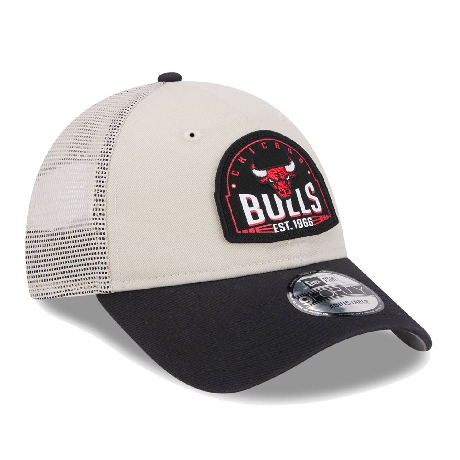 New Era Black Chicago Bulls Throwback Patch Trucker 9FORTY Adjustable Hat