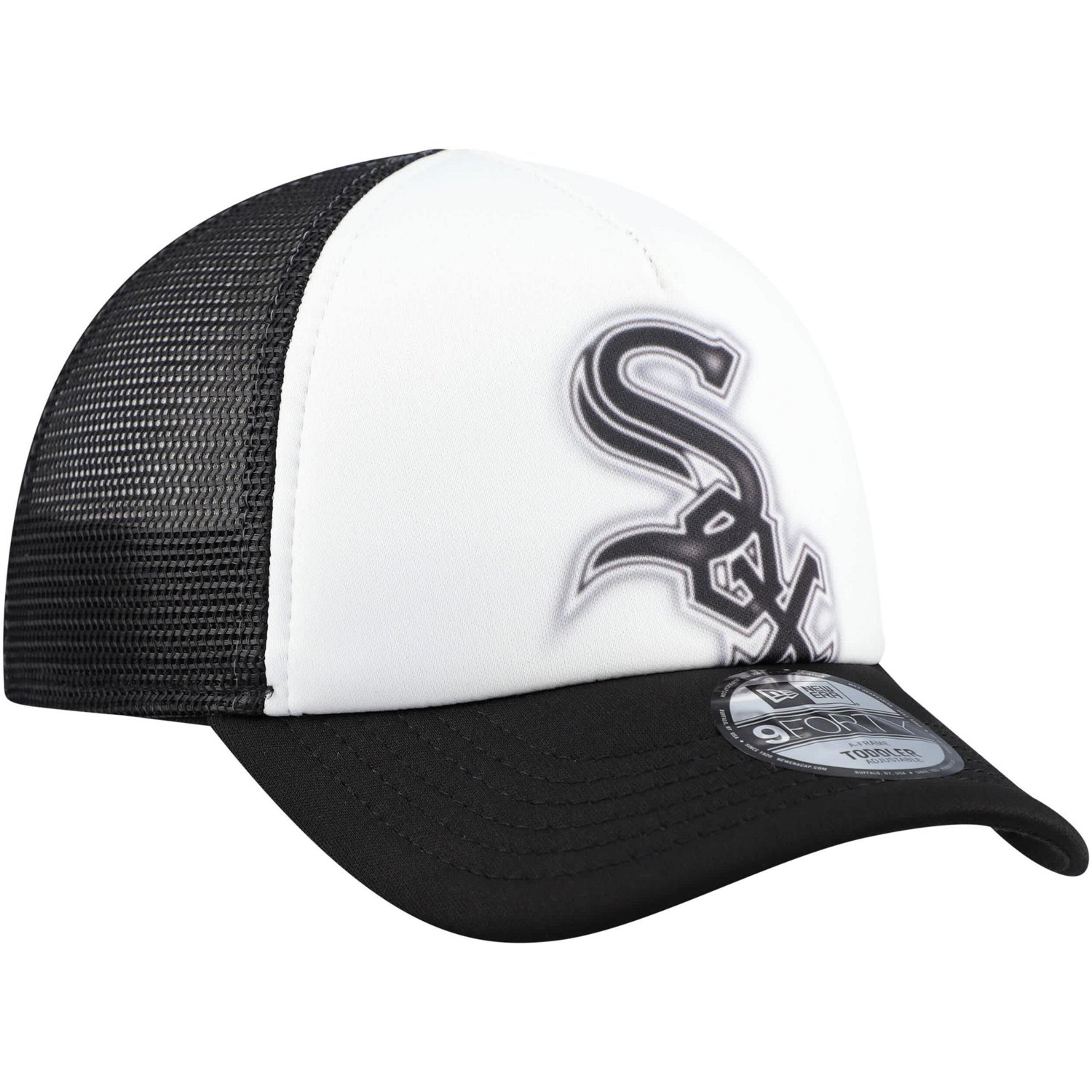 New Era Black Chicago Sox Painted A-Frame 9FORTY Trucker Adjustable Hat - view number 3