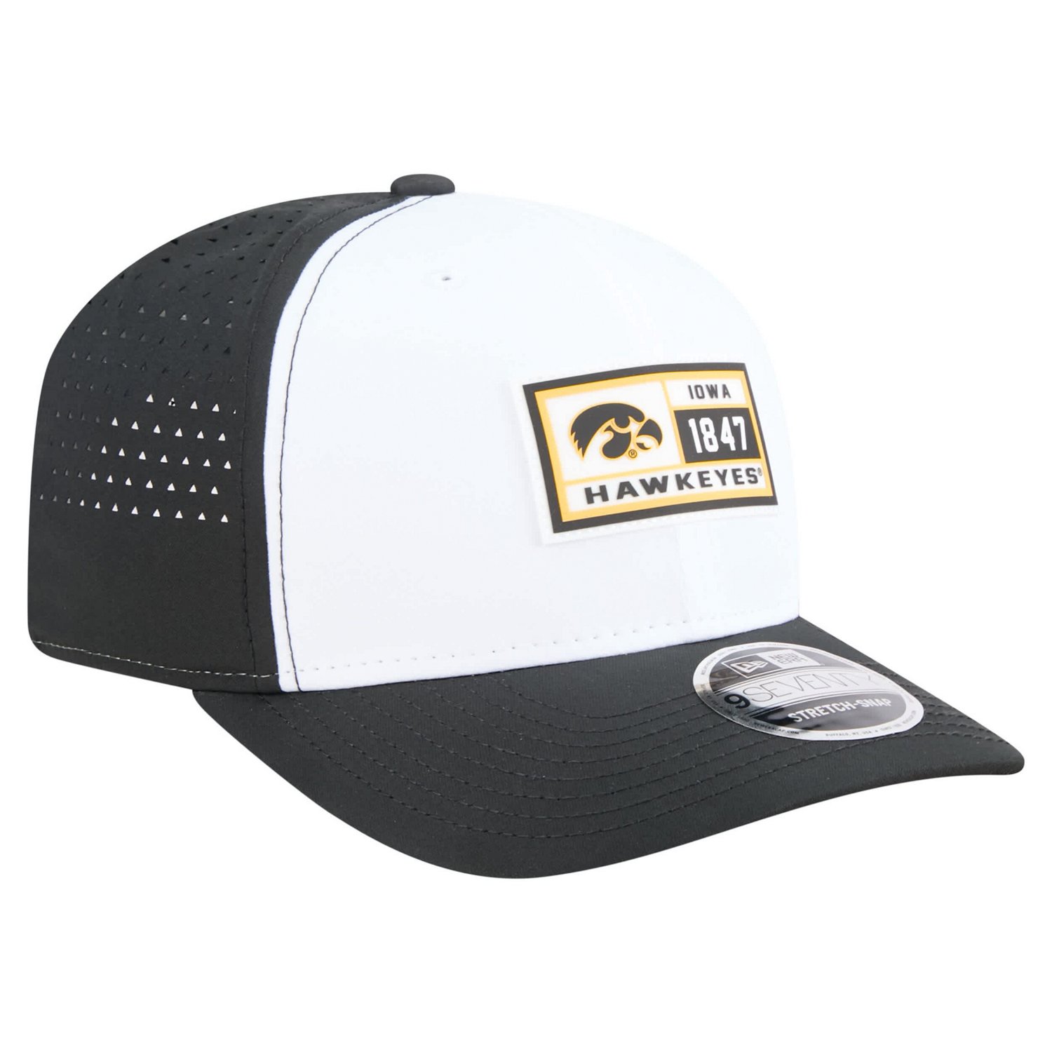 New Era Black Iowa Hawkeyes Perforated Patched 9SEVENTY Adjustable Hat - view number 3