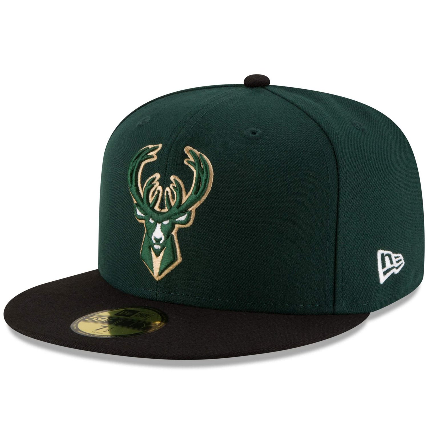 New Era Black Milwaukee Bucks Official Team Color 2Tone 59FIFTY Fitted Hat - view number 1