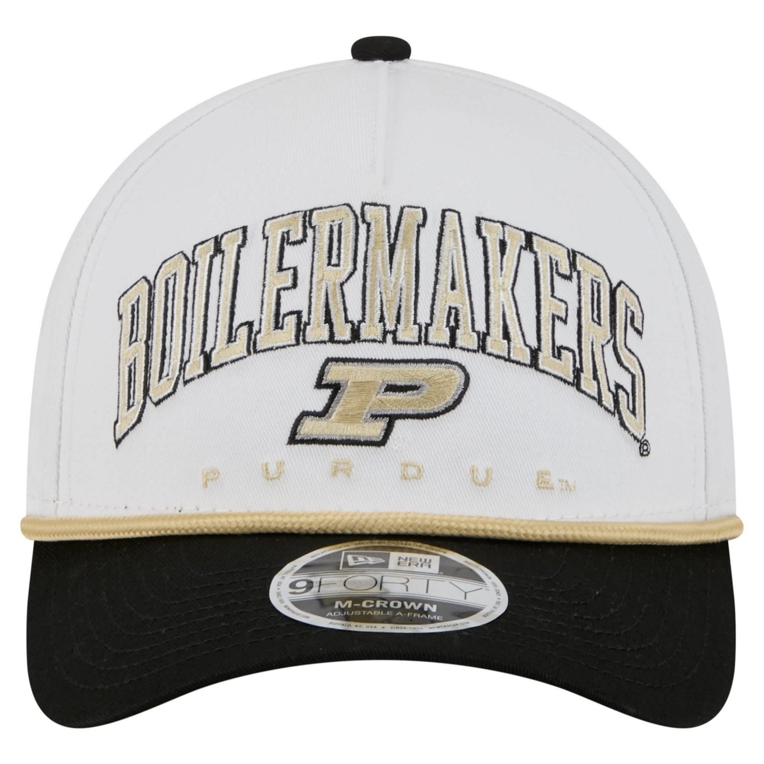 New Era Black Purdue Boilermakers Arch Two-Tone Rope 9FORTY A-Frame M-Crown Adjustable Hat - view number 2