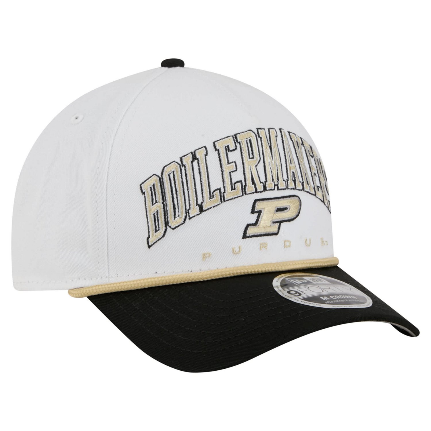 New Era Black Purdue Boilermakers Arch Two-Tone Rope 9FORTY A-Frame M-Crown Adjustable Hat - view number 3