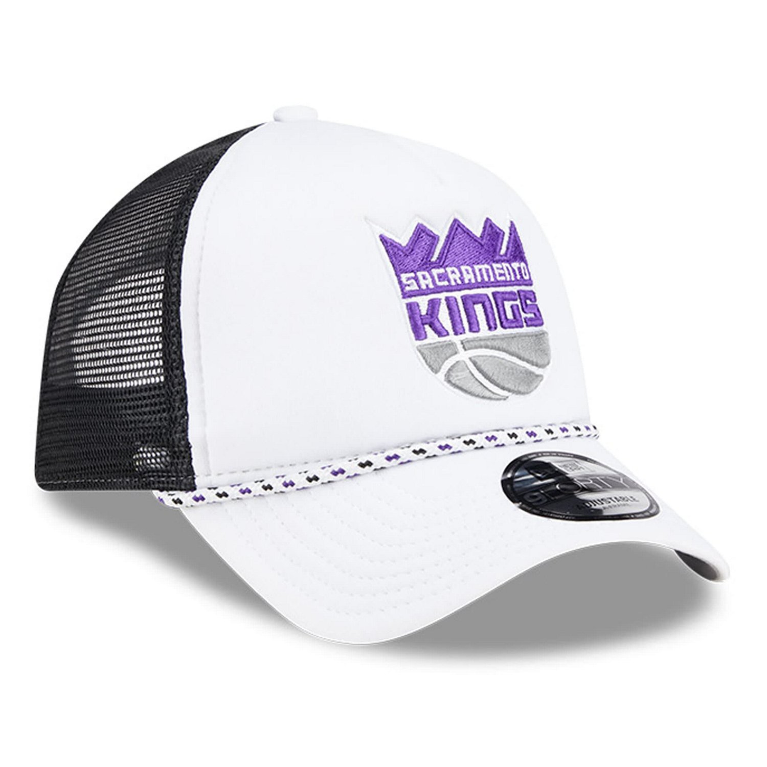 New Era Black Sacramento Kings Court Sport Foam A-Frame 9FORTY Adjustable Trucker Hat                                            - view number 3
