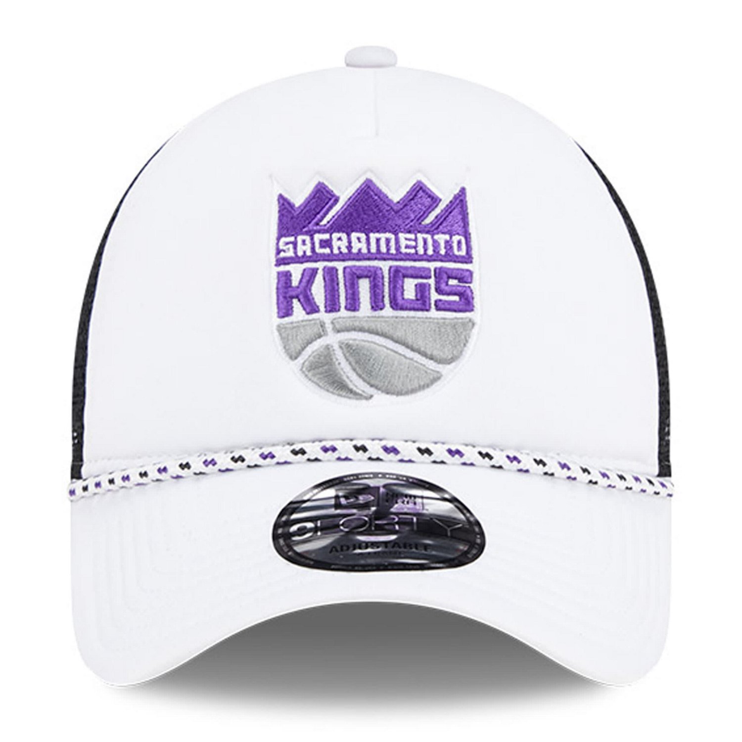 New Era Black Sacramento Kings Court Sport Foam A-Frame 9FORTY Adjustable Trucker Hat                                            - view number 2
