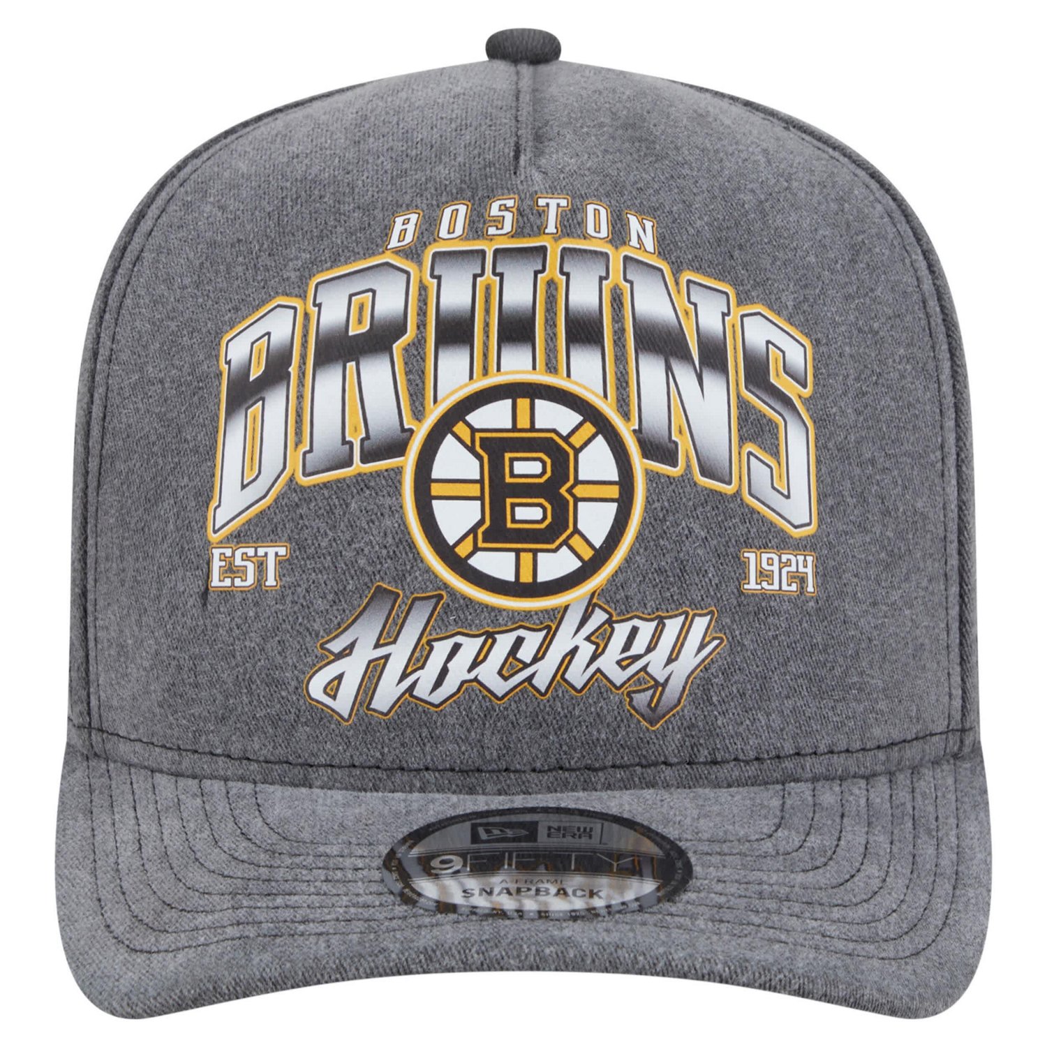 New Era Boston Bruins Throwback Washed A-Frame Pre-Curved 9FIFTY Snapback Hat