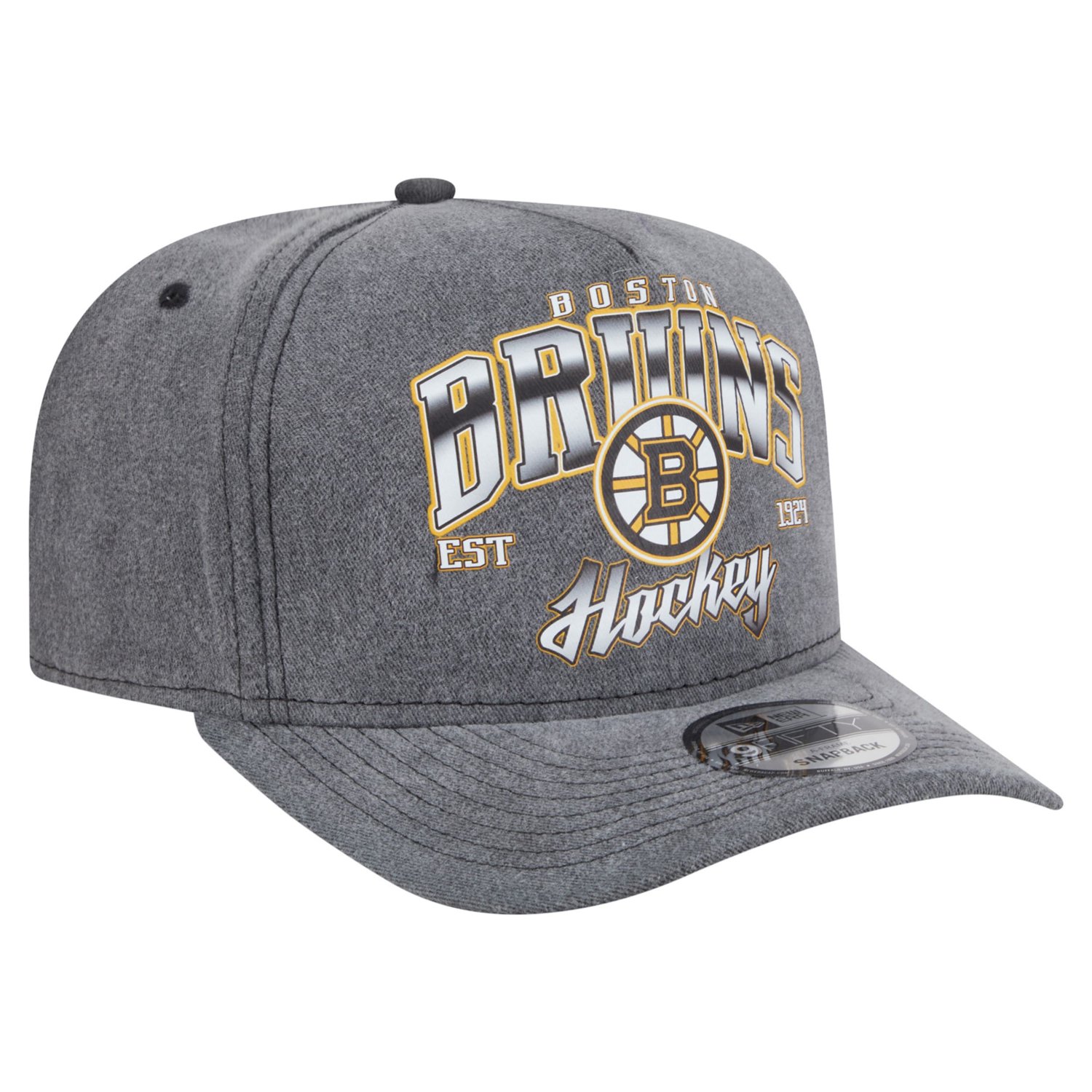 New Era Boston Bruins Throwback Washed A-Frame Pre-Curved 9FIFTY Snapback Hat
