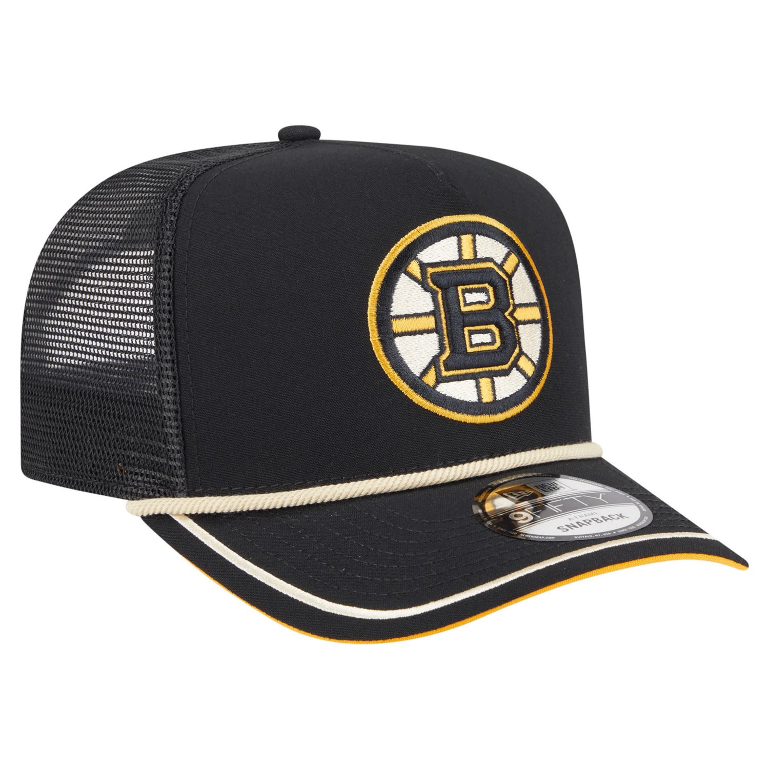 New Era Boston Bruins Vintage Team Rope A-Frame 9FIFTY Snapback Hat - view number 3