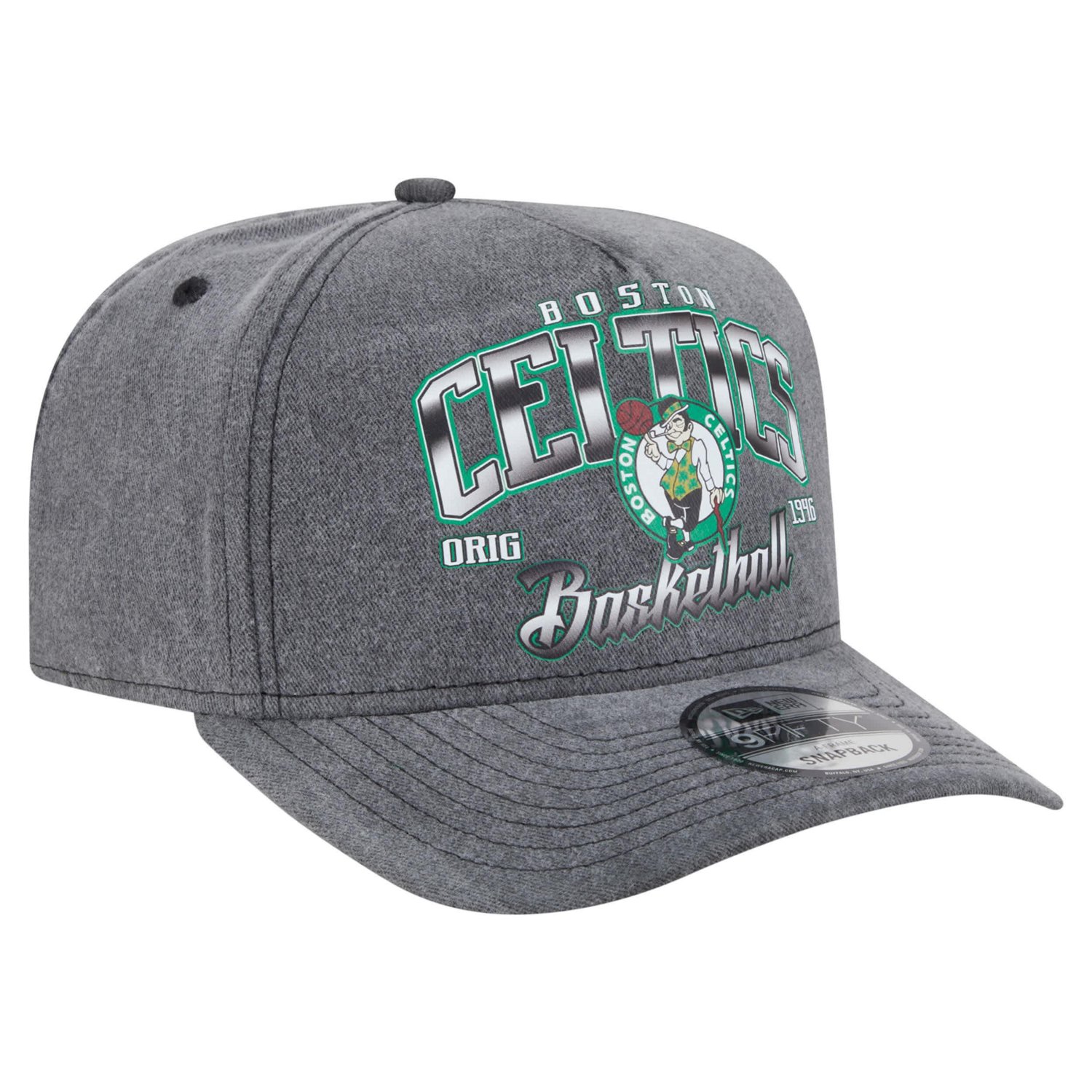 New Era Boston Celtics Throwback Washed Pre-Curved 9FIFTY Snapback Hat - view number 3