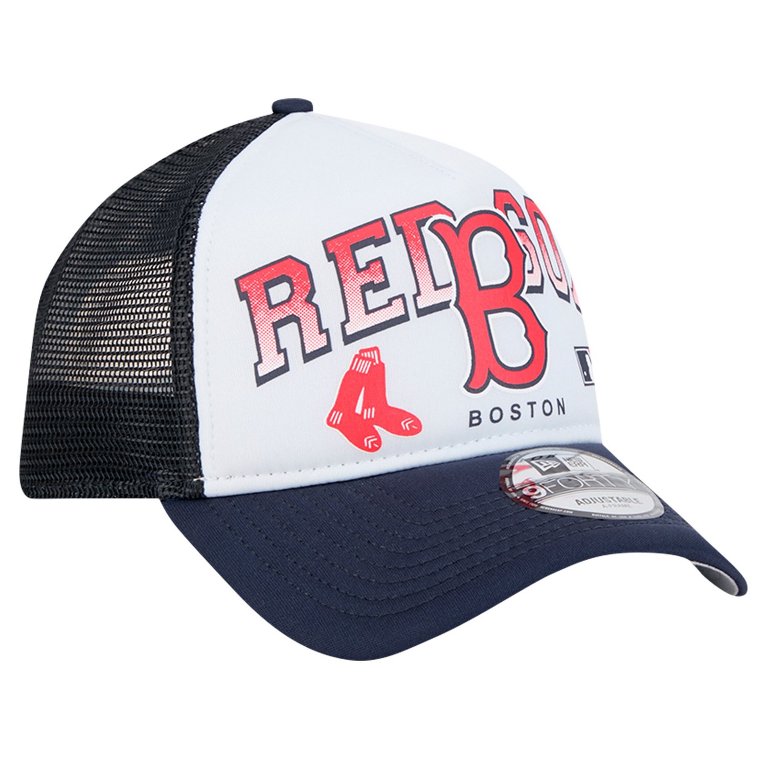 New Era Boston Red Sox Retro Wordmark 9FORTY A-Frame Trucker Adjustable Hat - view number 3