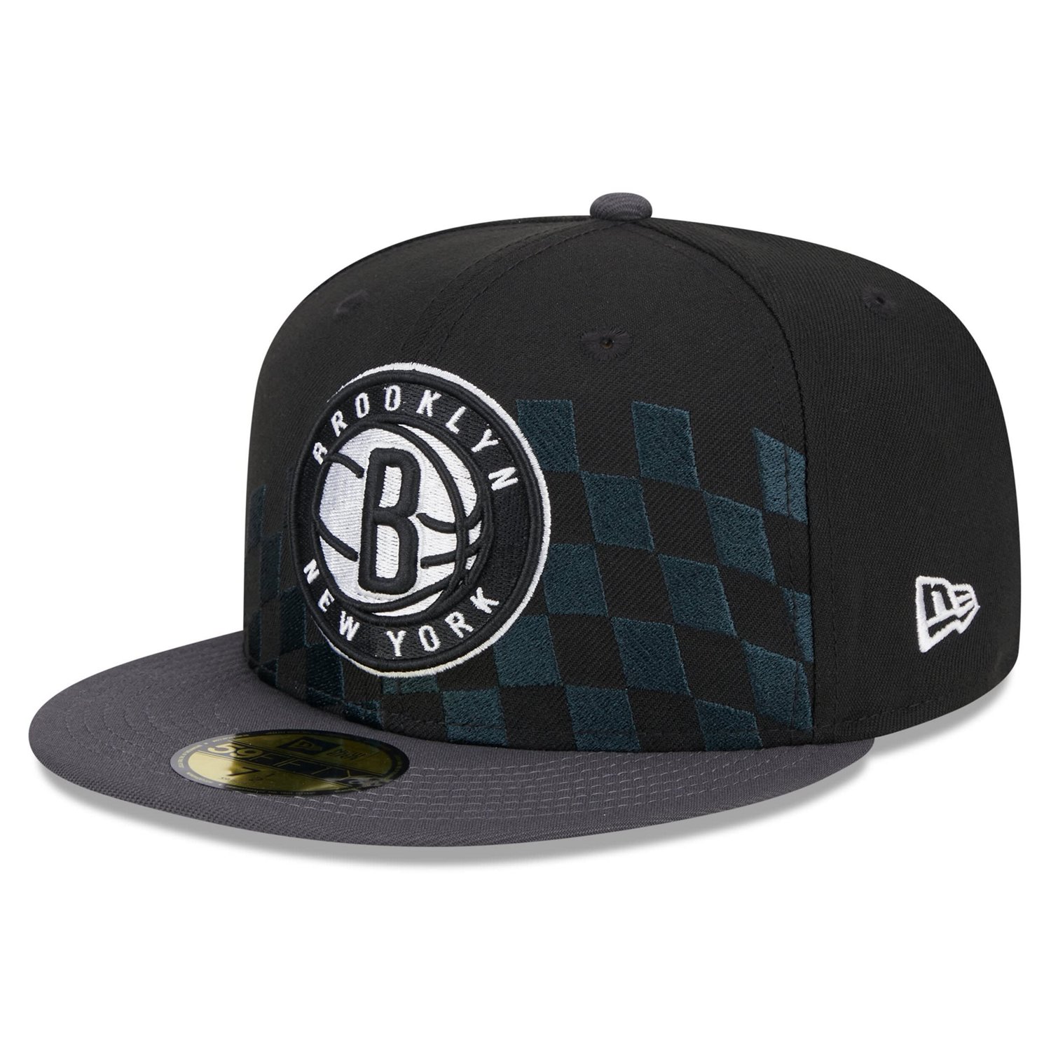 New Era Brooklyn Nets Rally Drive Checkerboard 59FIFTY Crown Fitted Hat                                                          - view number 3