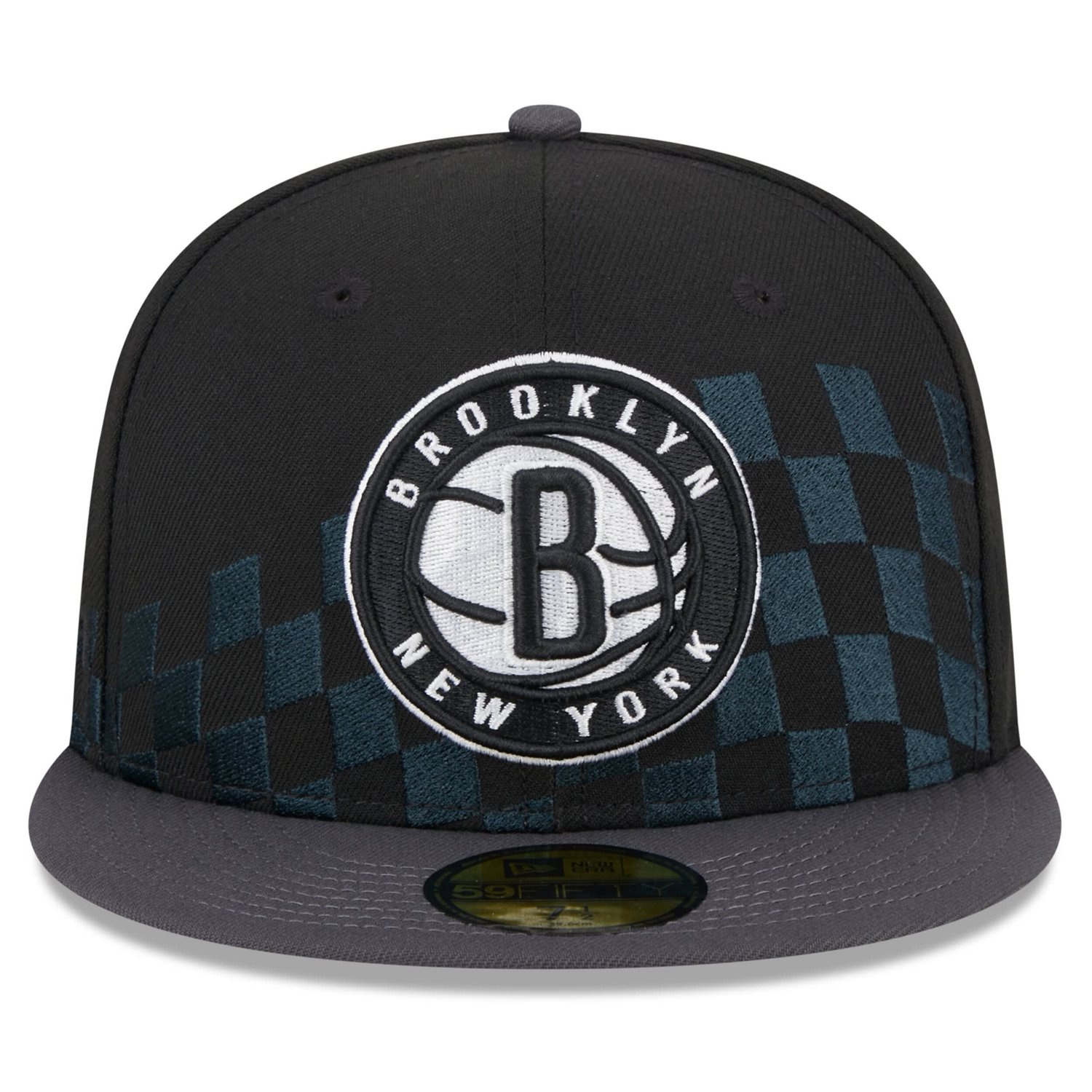 New Era Brooklyn Nets Rally Drive Checkerboard 59FIFTY Crown Fitted Hat                                                          - view number 2