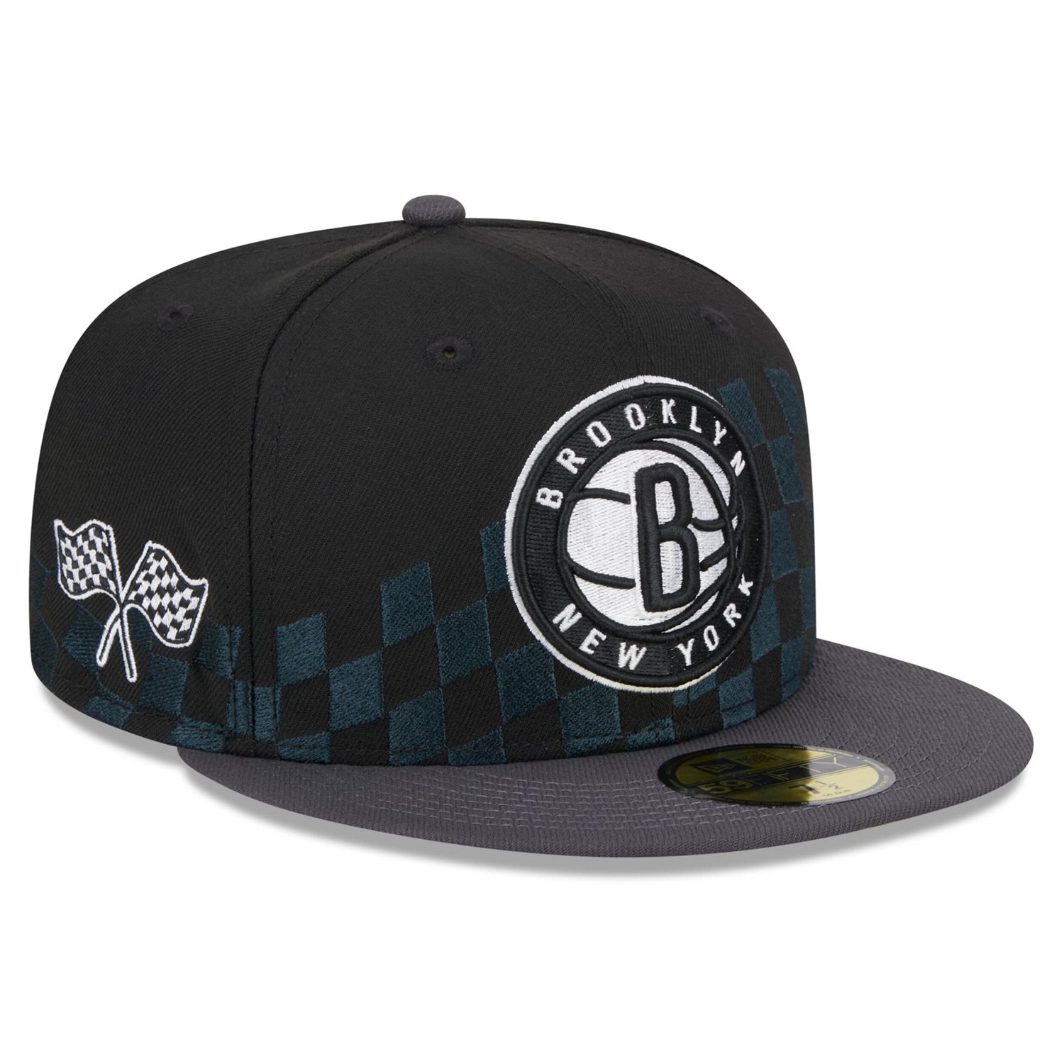 New Era Brooklyn Nets Rally Drive Checkerboard 59FIFTY Crown Fitted Hat