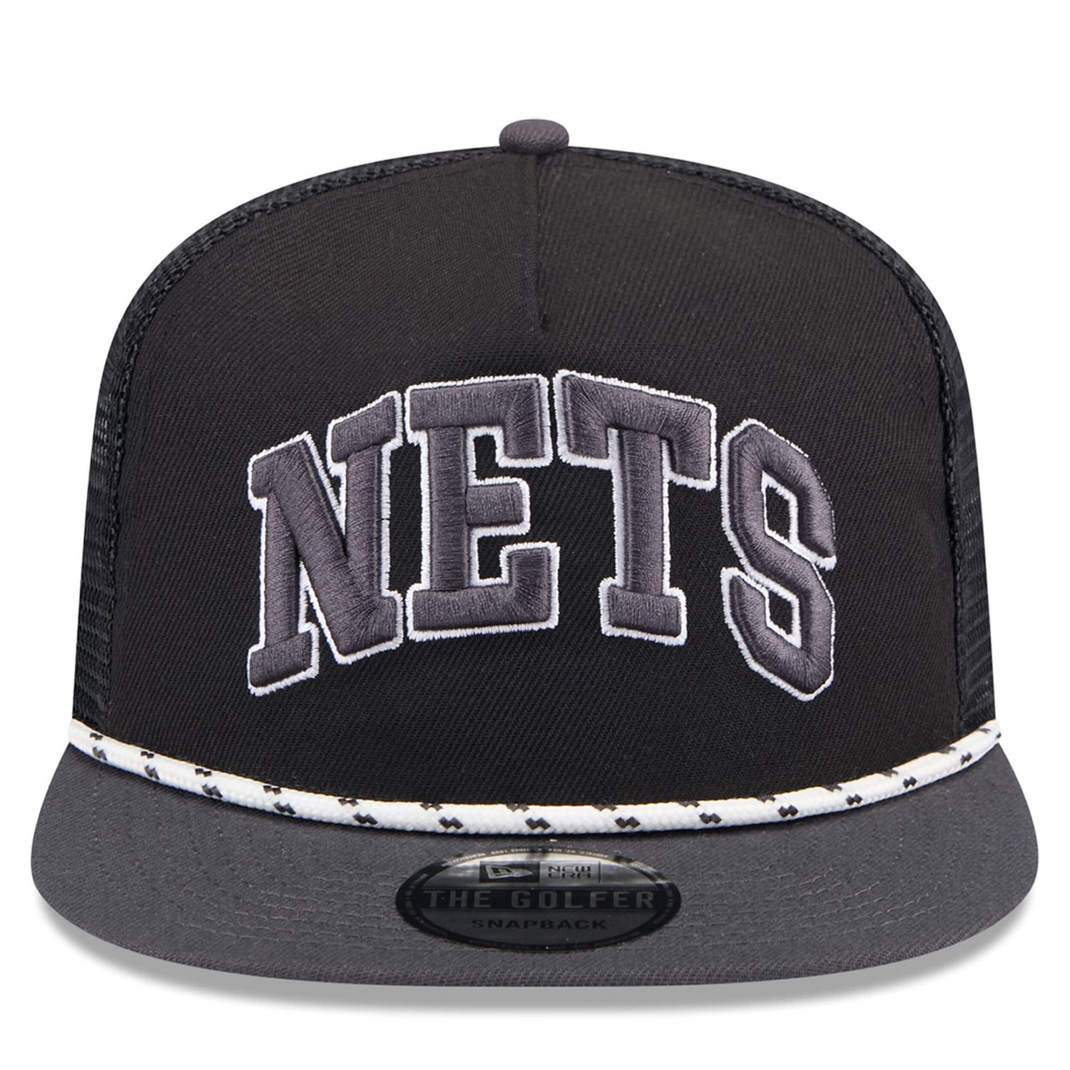 New Era Charcoal Brooklyn Nets Throwback Team Arch Golfer Snapback Hat                                                           - view number 2