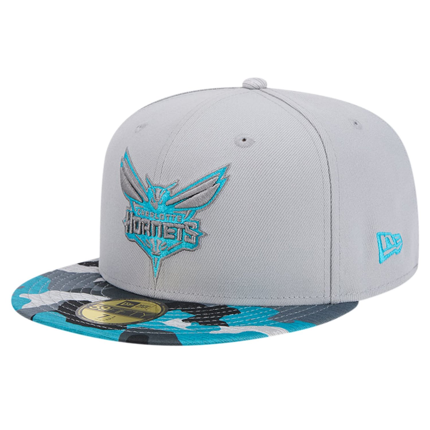 New Era Charlotte Hornets Active Color Camo Visor 59FIFTY Fitted Hat                                                             - view number 1