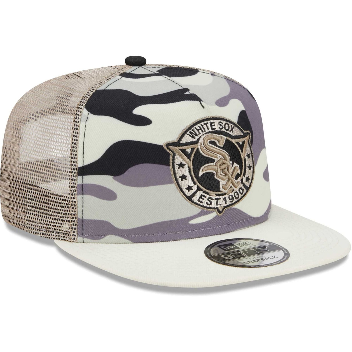 New Era Chicago Sox Chrome Camo A-Frame 9FIFTY Trucker Snapback Hat