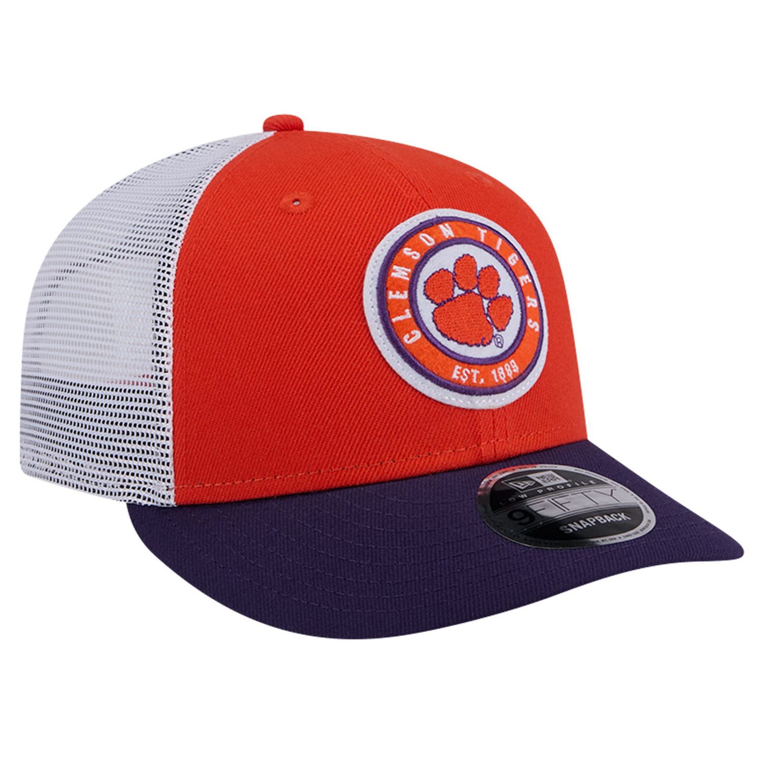New Era Clemson Tigers Throwback Circle Patch 9FIFTY Trucker Snapback Hat - view number 3