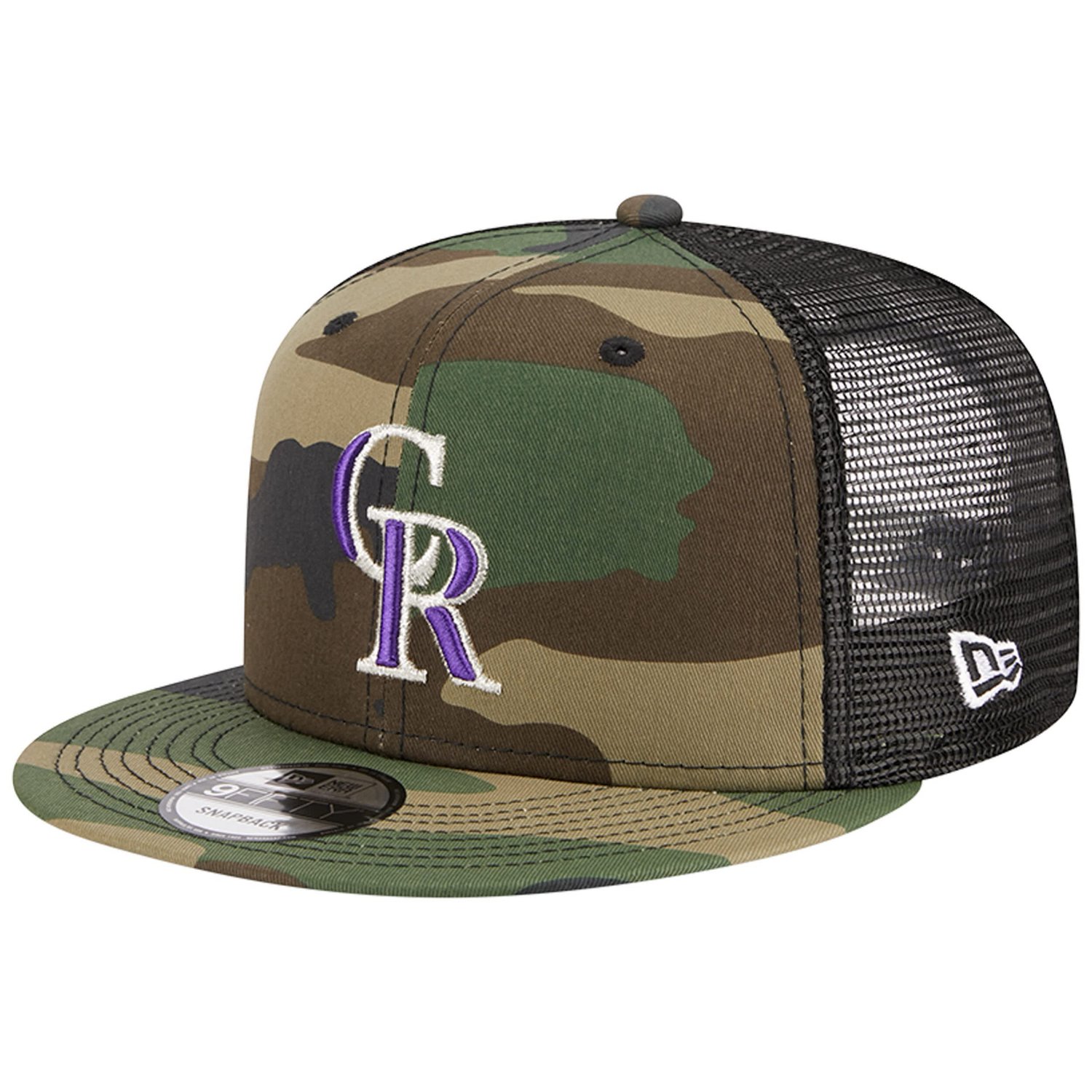 New Era Colorado Rockies Woodland Trucker 9FIFTY Snapback Hat