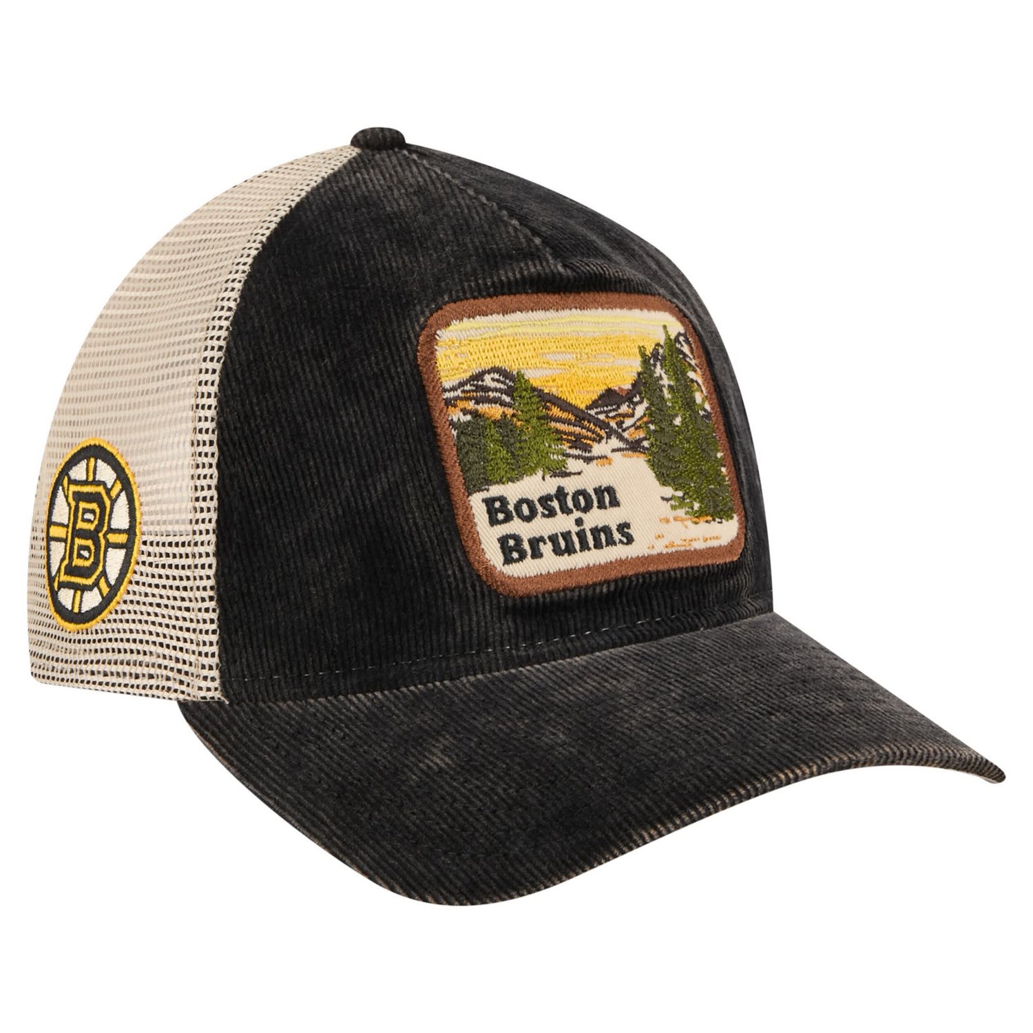 New Era Cream Boston Bruins Vintage Landscape 9TWENTY A-Frame Adjustable Trucker Hat