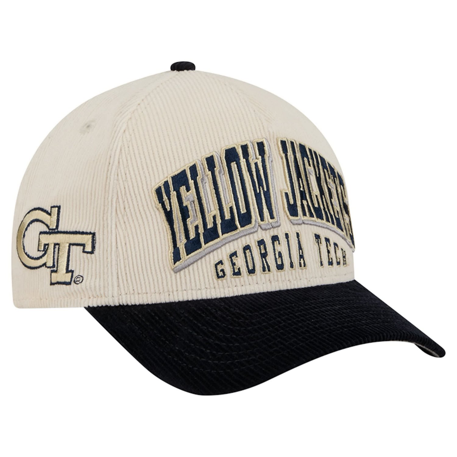 New Era Cream Georgia Tech Yellow Jackets Arch Two-Tone Corduroy 9FORTY A-Frame Adjustable Hat - view number 3