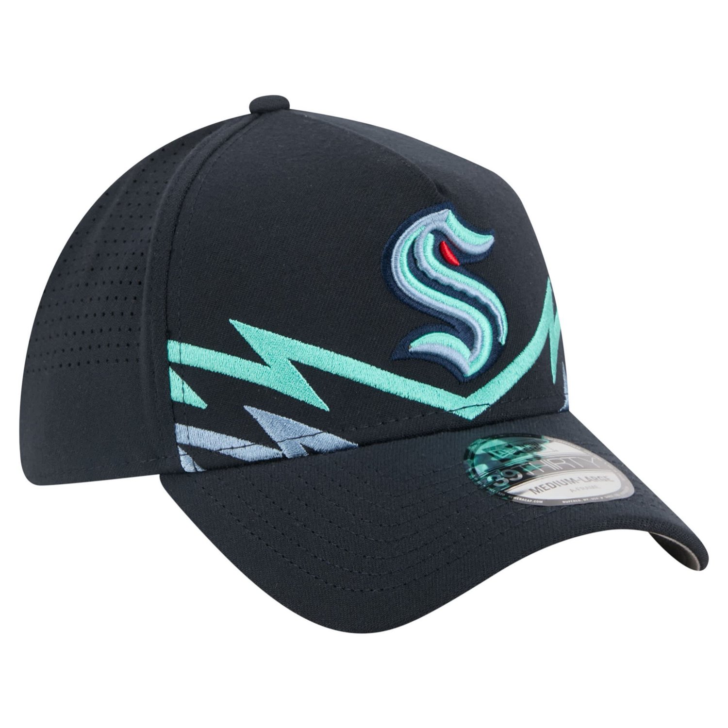 New Era Deep Sea Seattle Kraken Zig Zag 39THIRTY A-Frame Perforated Flex Hat - view number 3